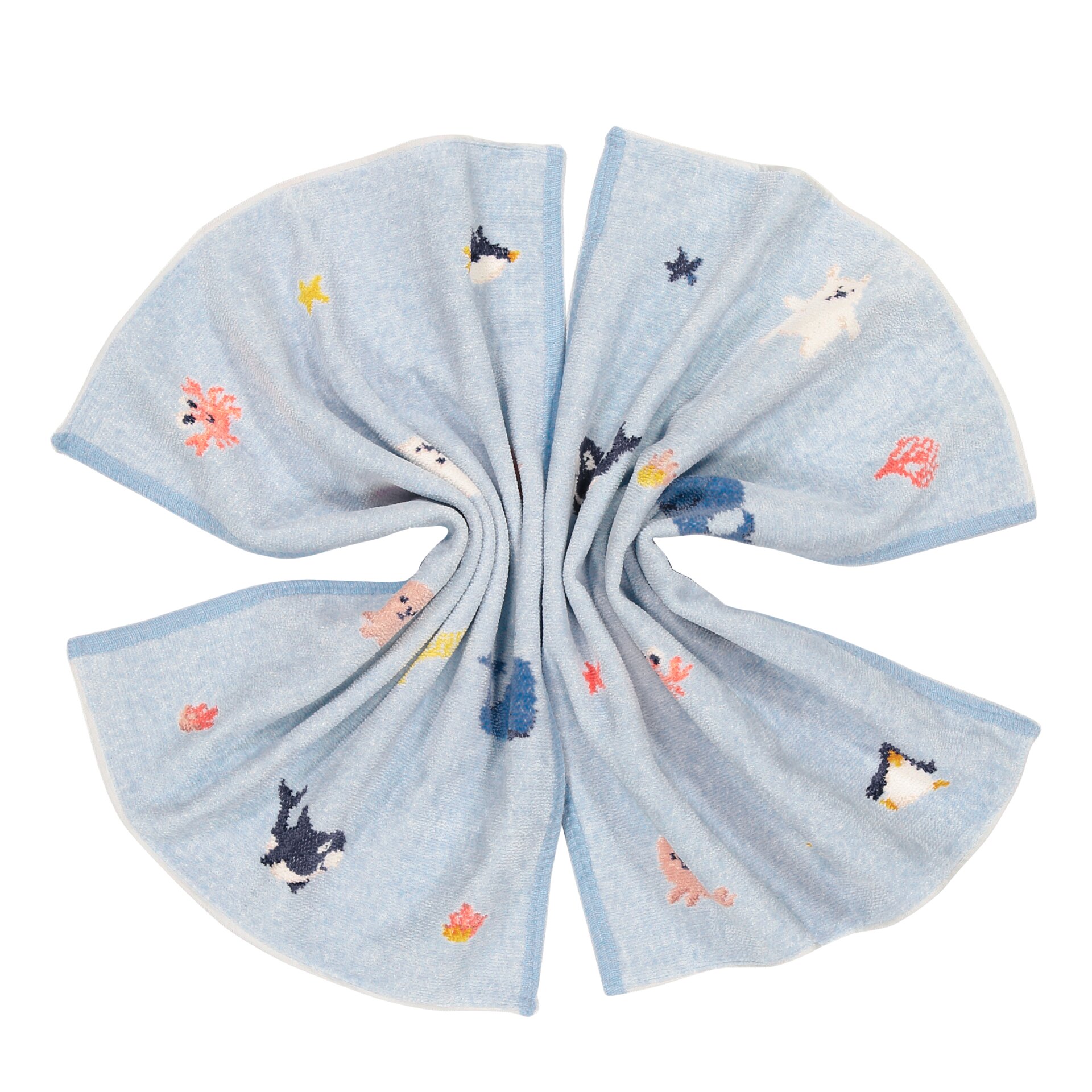 Chenille-Handtuch mit Tiermotiven, hellblau – Luxuriöses FEILER Handtuch der Kollektion POLAR FRIENDS LEGEWARE aus Original FEILER-Chenille, Made in Germany.