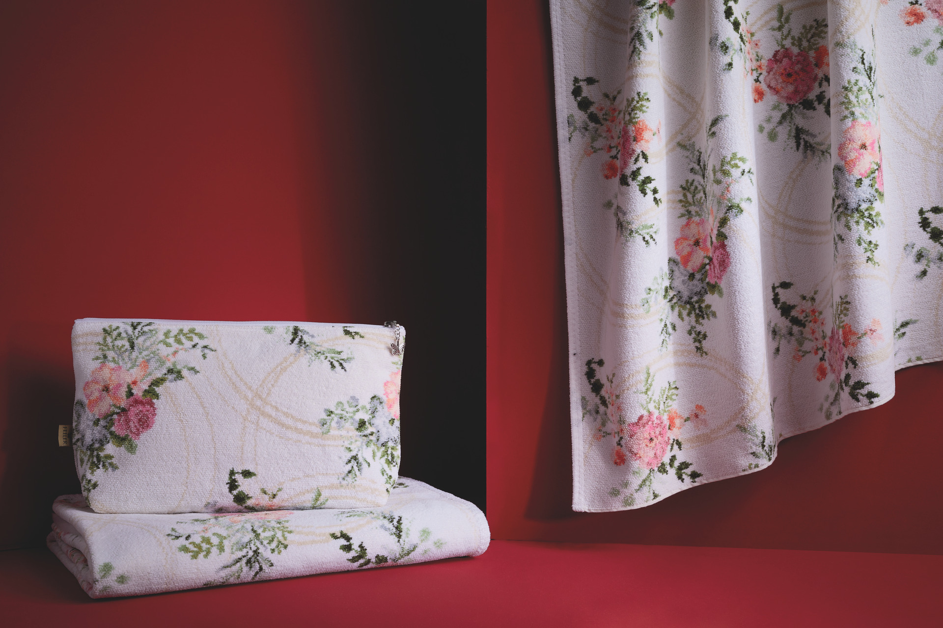 Elegant FEILER hand towel, White, made from Original FEILER chenille, German craftsmanship.
