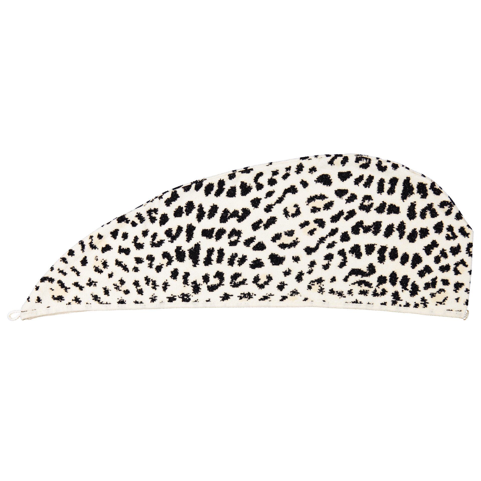 Towel wrap turban fabric in black and white leopard pattern