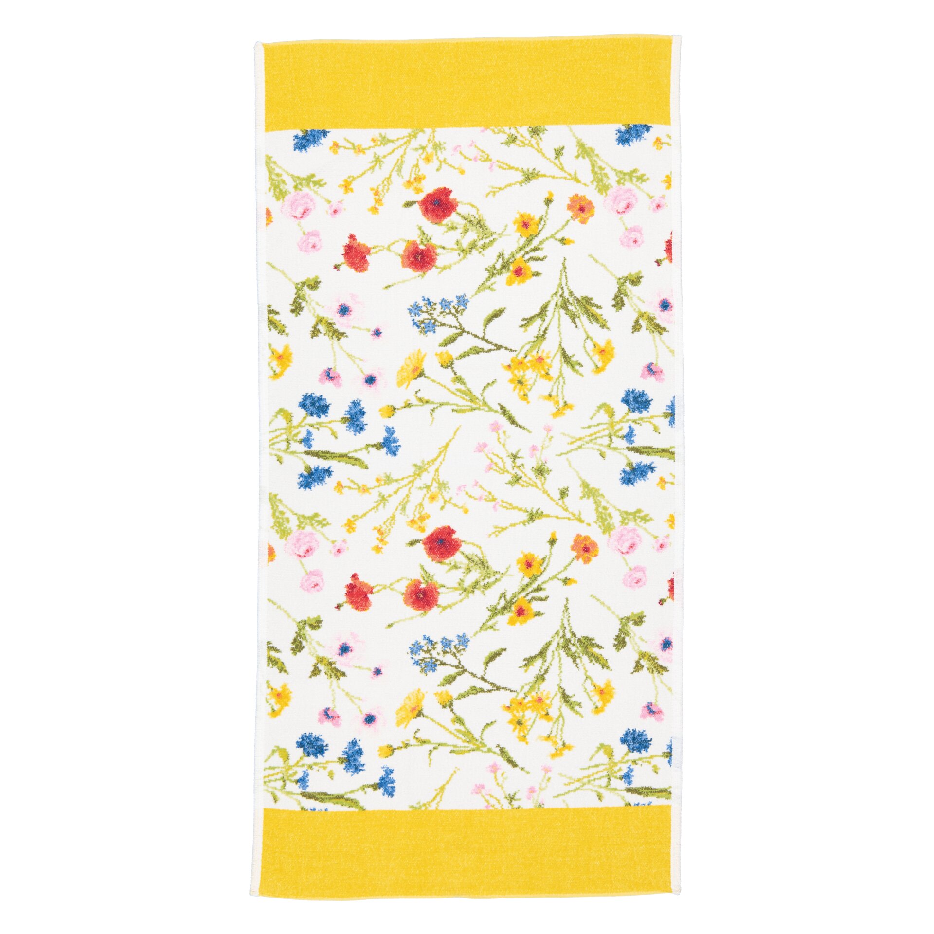 Elegant FEILER hand towel FLOWER, Yellow, 50 x 100 cm, made from Original FEILER chenille, German craftsmanship.