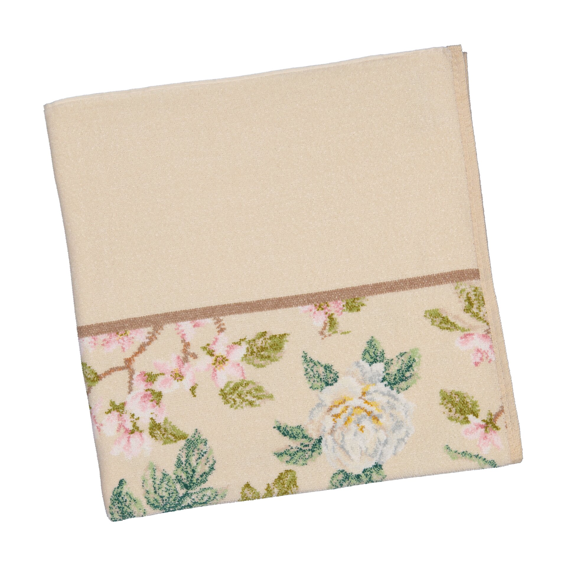 Elegant FEILER bath towel VANILLA, Rose, 75 x 150 cm, made from Original FEILER chenille, German craftsmanship.