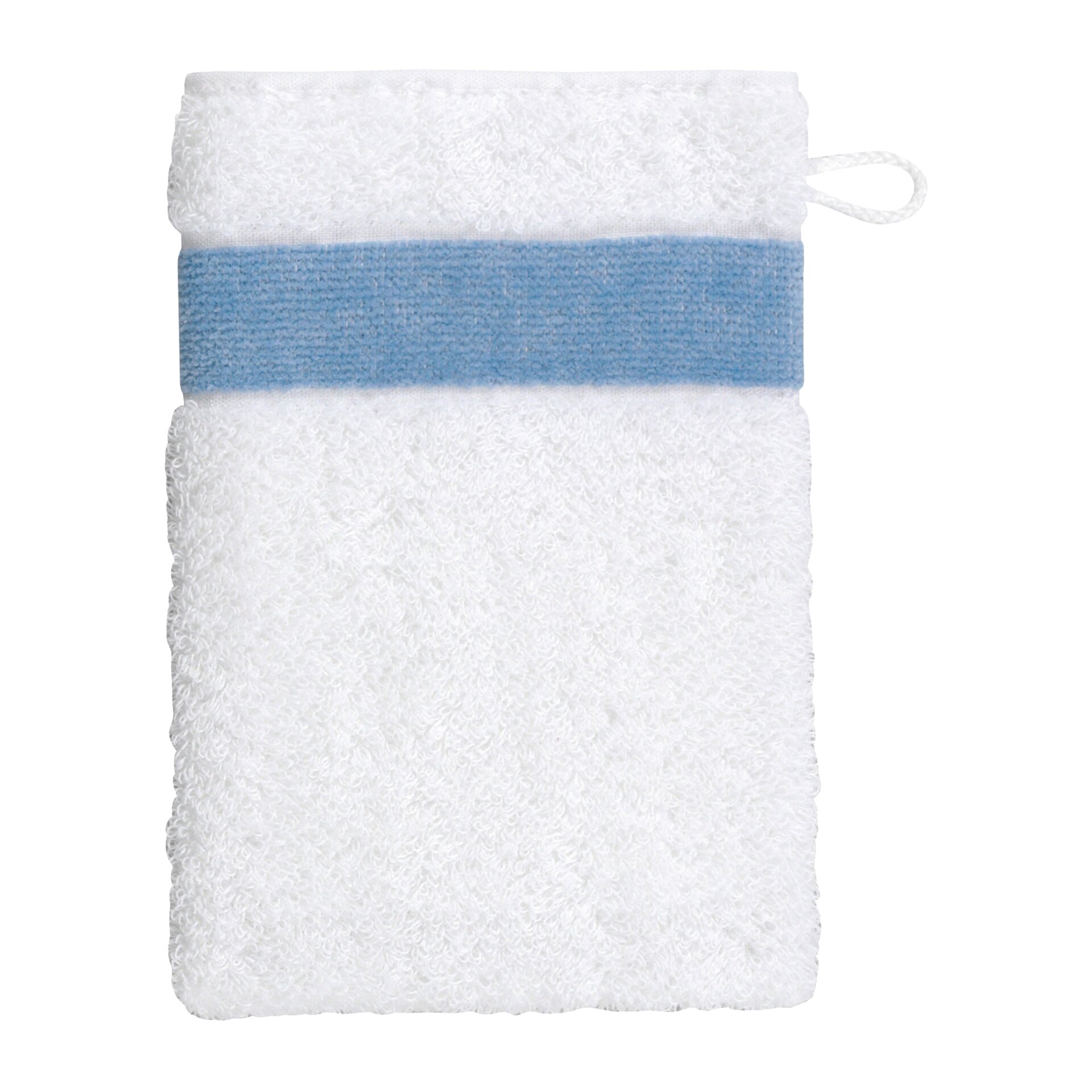 Soft FEILER wash mitt, Blue, 15 x 20 cm, made from premium terry cotton with an Original FEILER chenille border, German craftsmanship.