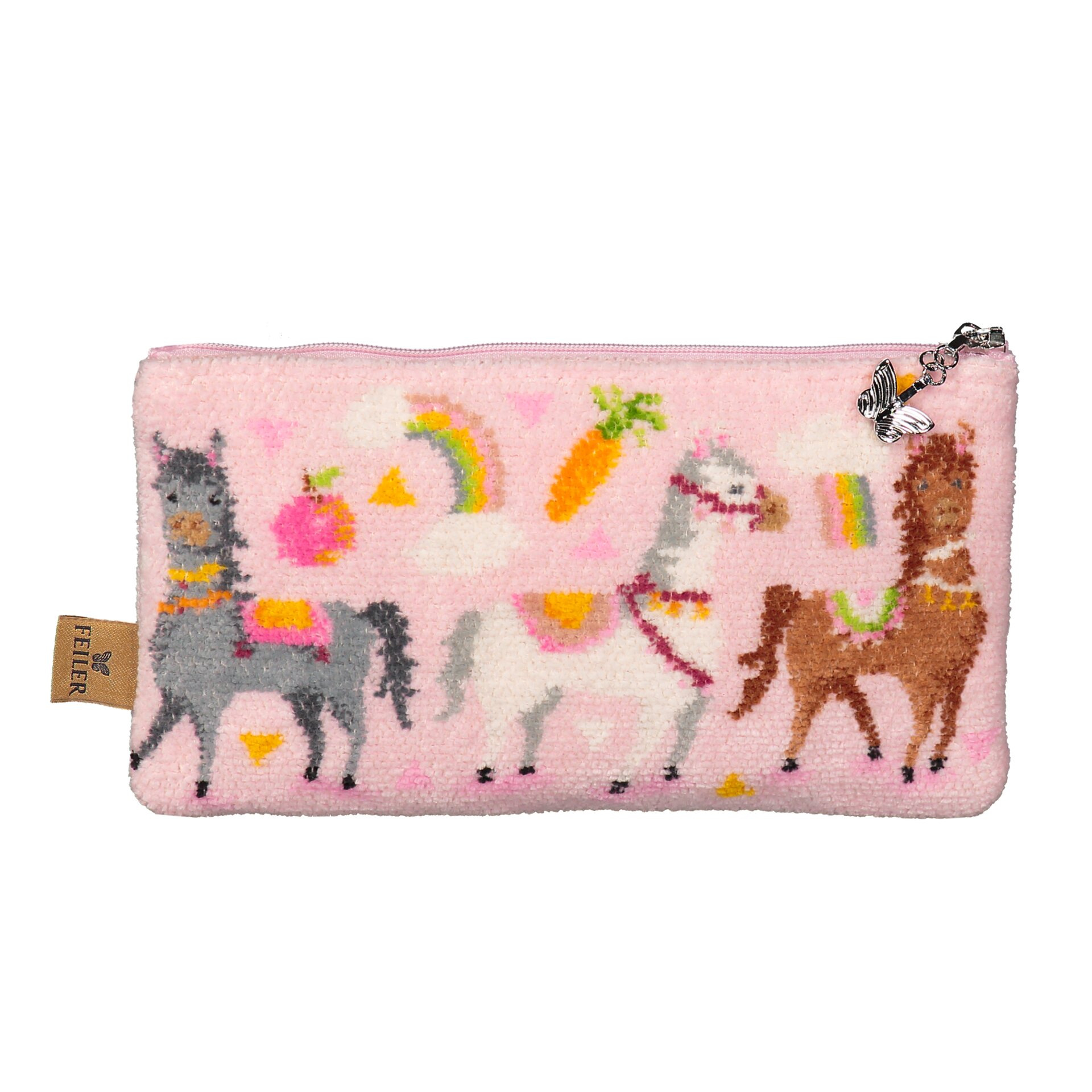 FEILER Large Cosmetic Bag from the LOS CABALLOS collection, size 21 × 14 × 5 cm, made from Original FEILER chenille in Germany.