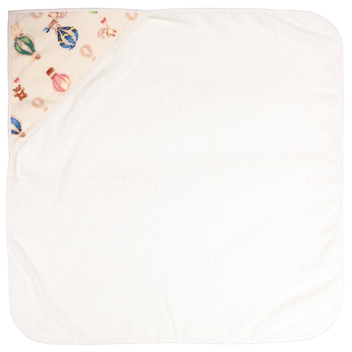 FEILER Hooded Towel from the DREAMY BALLOONS collection in white, size 80 × 80 cm, product view 3, made from Original FEILER chenille in Germany.