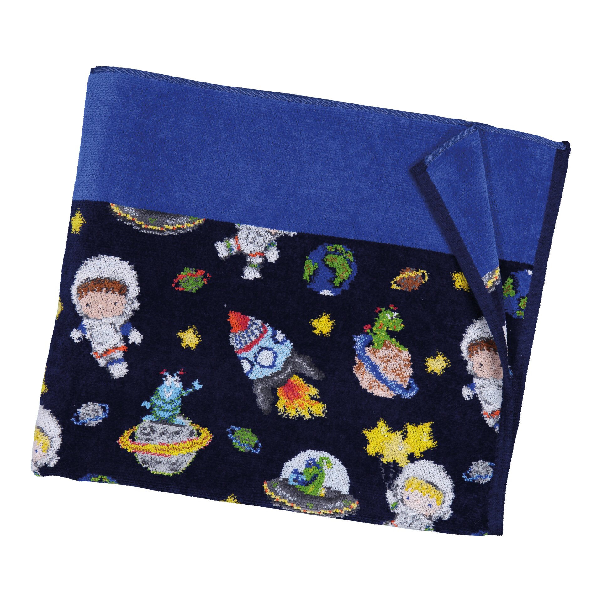 GALAXY Chenille Kinder-Badetuch 75 × 125 cm Blau – Luxuriöses FEILER Badetuch aus Original FEILER-Chenille, Made in Germany.