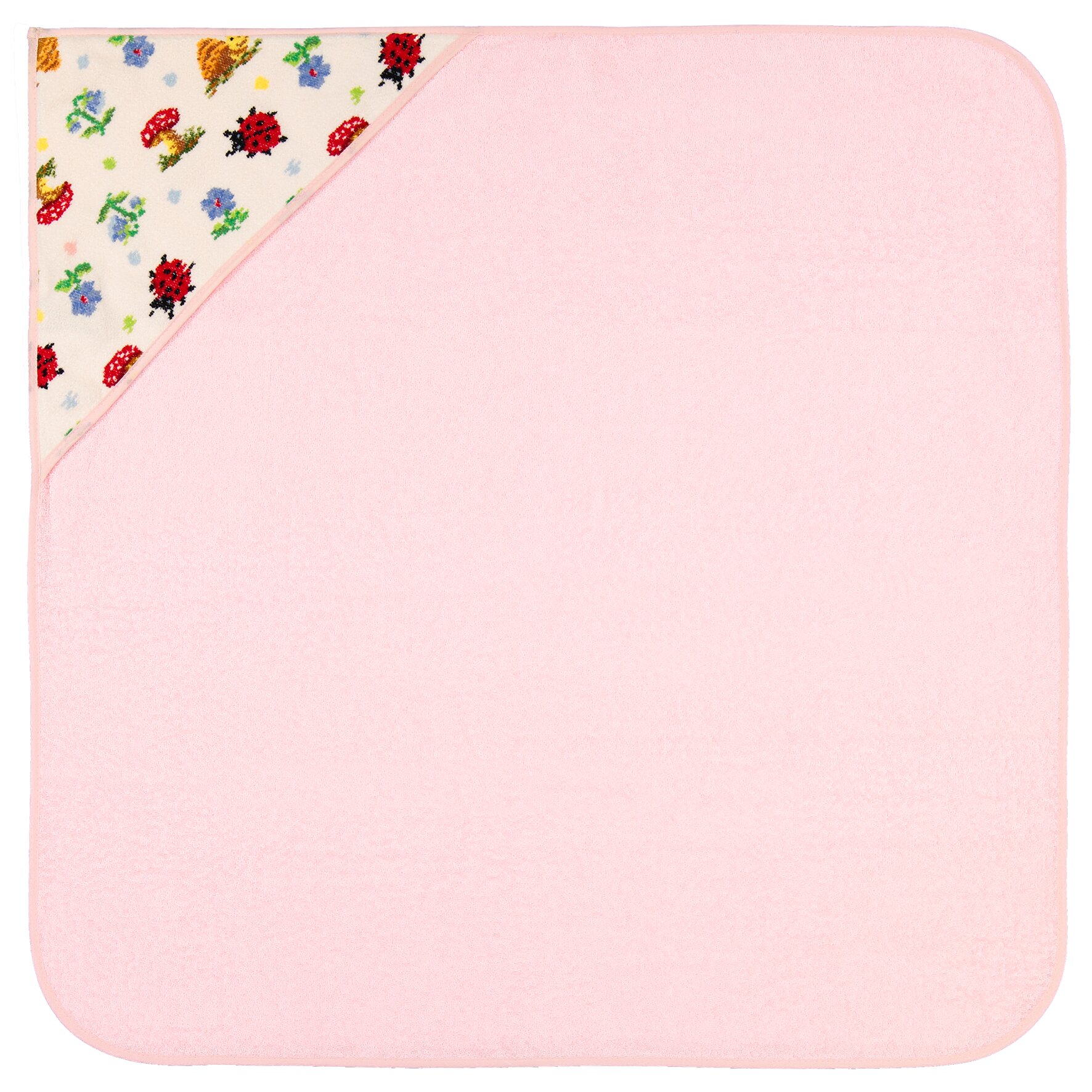 PAULI Frottier Badetuch mit Kapuze 80 × 80 cm rosa – Luxuriöses FEILER Badetuch aus Frottier mit Original FEILER-Chenille-Bordüre, Made in Germany.