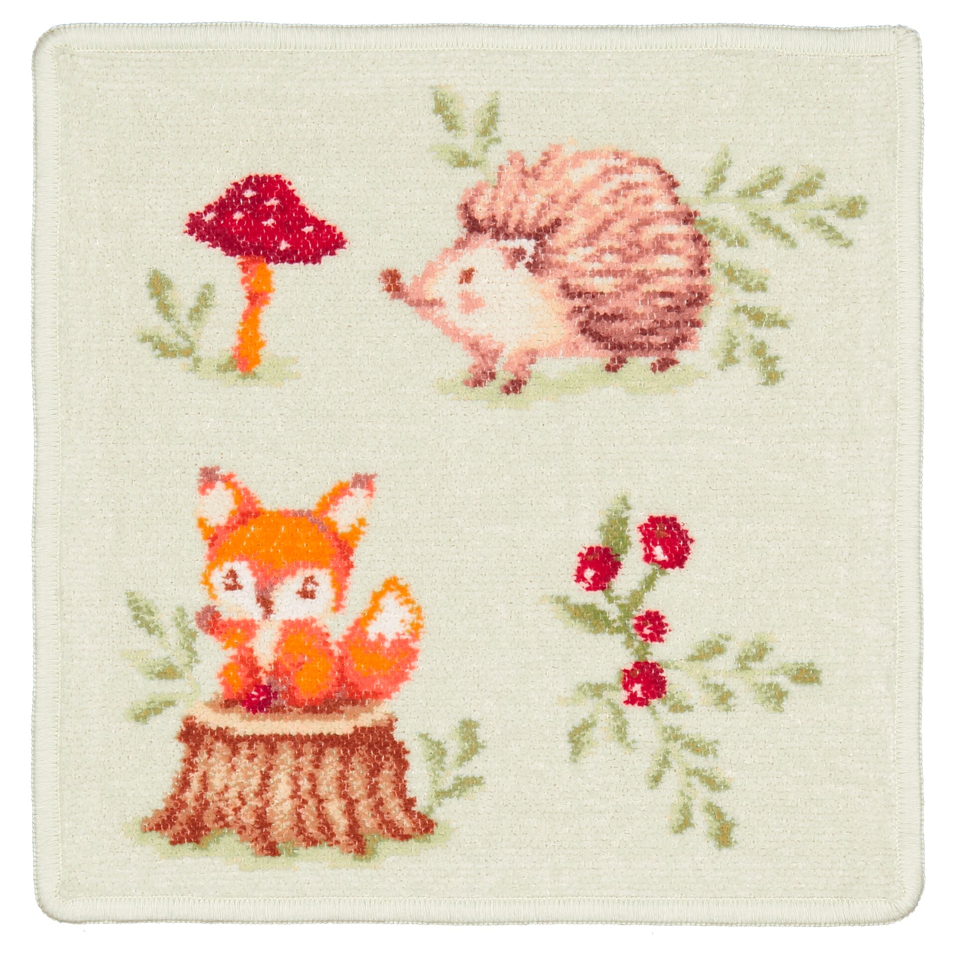 FEILER Face Cloth from the FOREST TALES HEDGEHOG collection in white, size 25 × 25 cm, made from Original FEILER chenille in Germany.