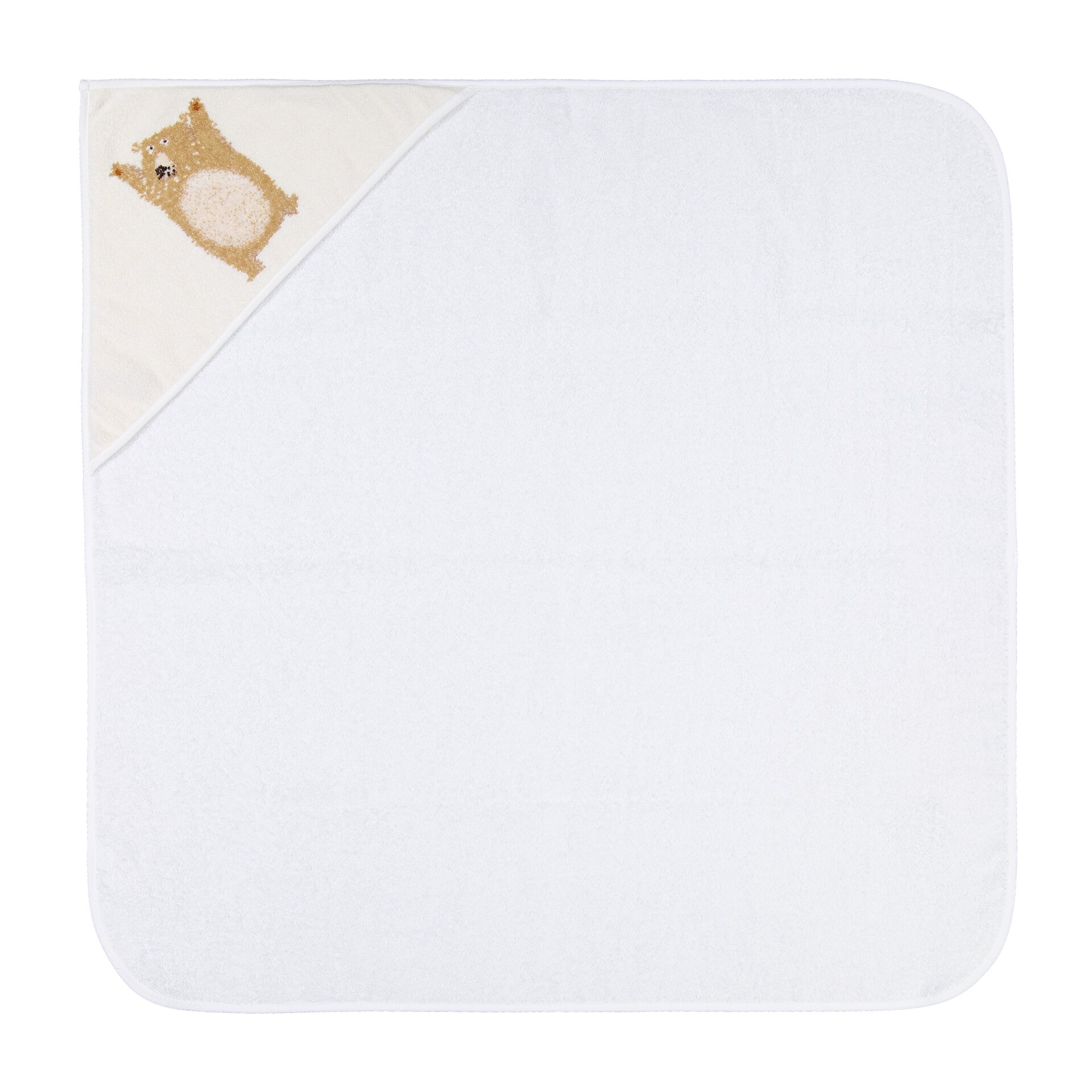 BEN Chenille Badetuch mit Kapuze 80 × 80 cm Weiß – Luxuriöses FEILER Badetuch aus Original FEILER-Chenille, Made in Germany.