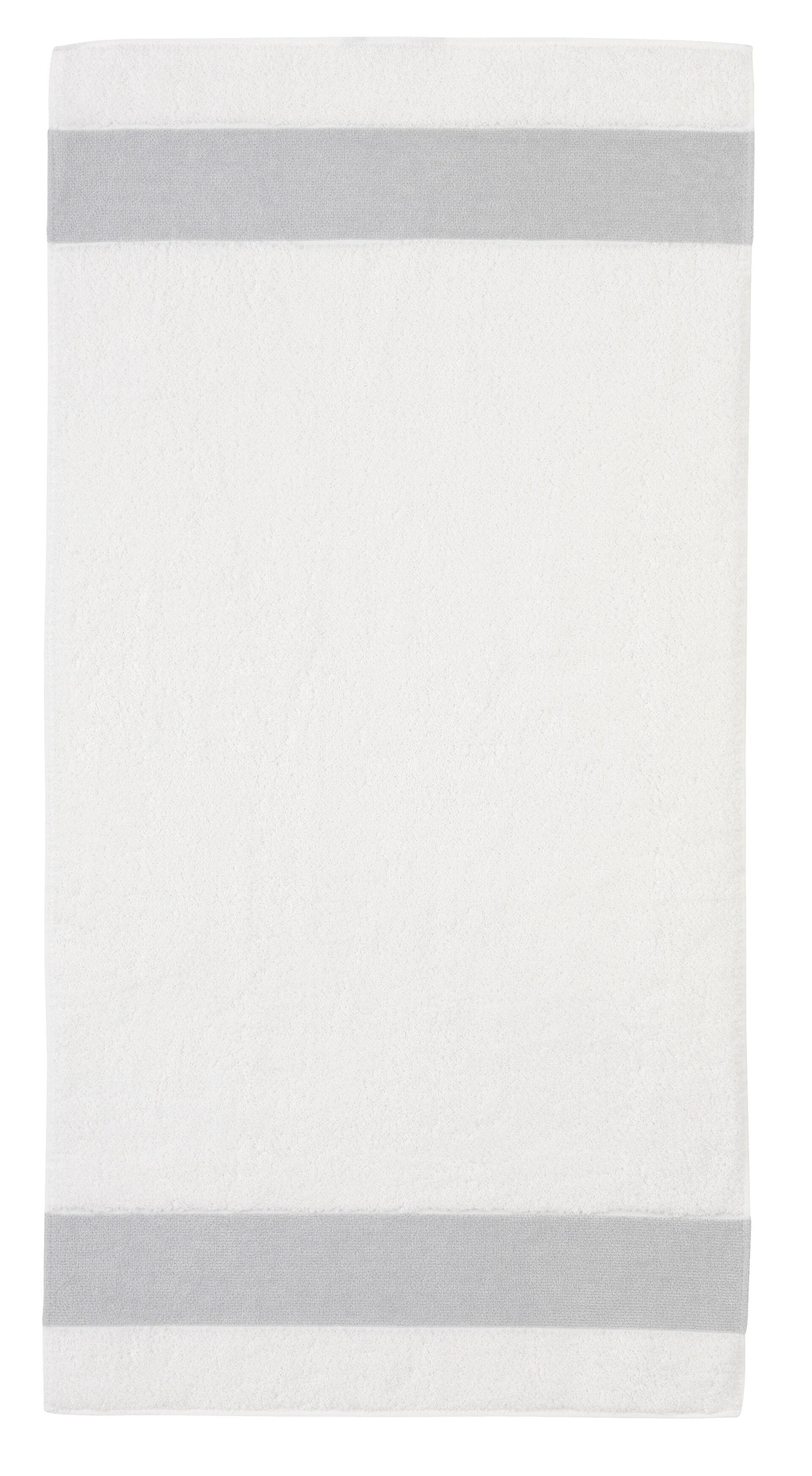 EXCLUSIV Handtuch 50 x 100  cm Frottier silber – Luxuriöses FEILER Handtuch in der Größe 50 × 100  cm aus Frottier mit Original FEILER-Chenille-Bordüre, Made in Germany.