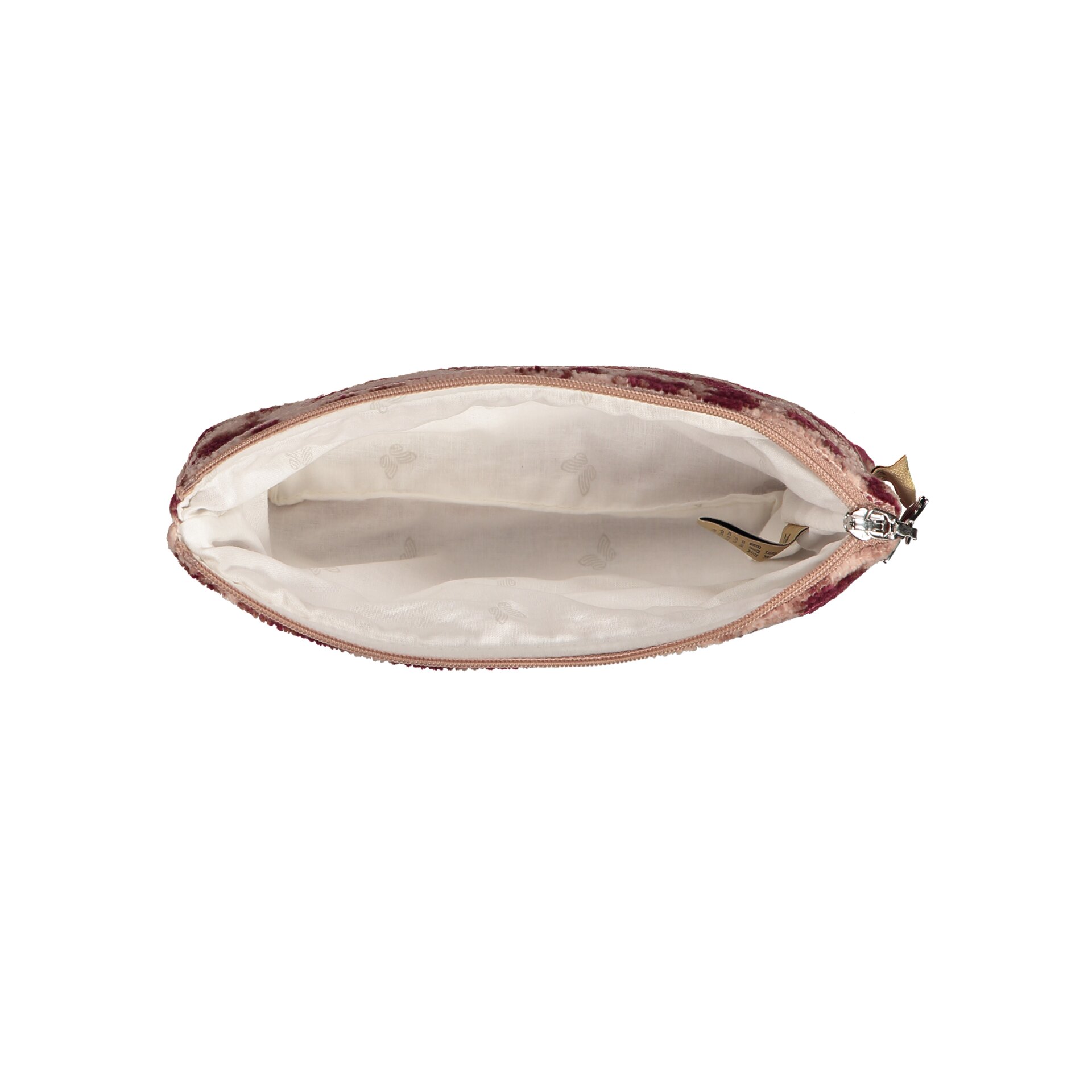 WILD Chenille Schmink-Tasche 21 × 14 × 5 cm – Luxuriöse FEILER Kosmetiktasche als Innenansicht aus Original FEILER-Chenille, Made in Germany.