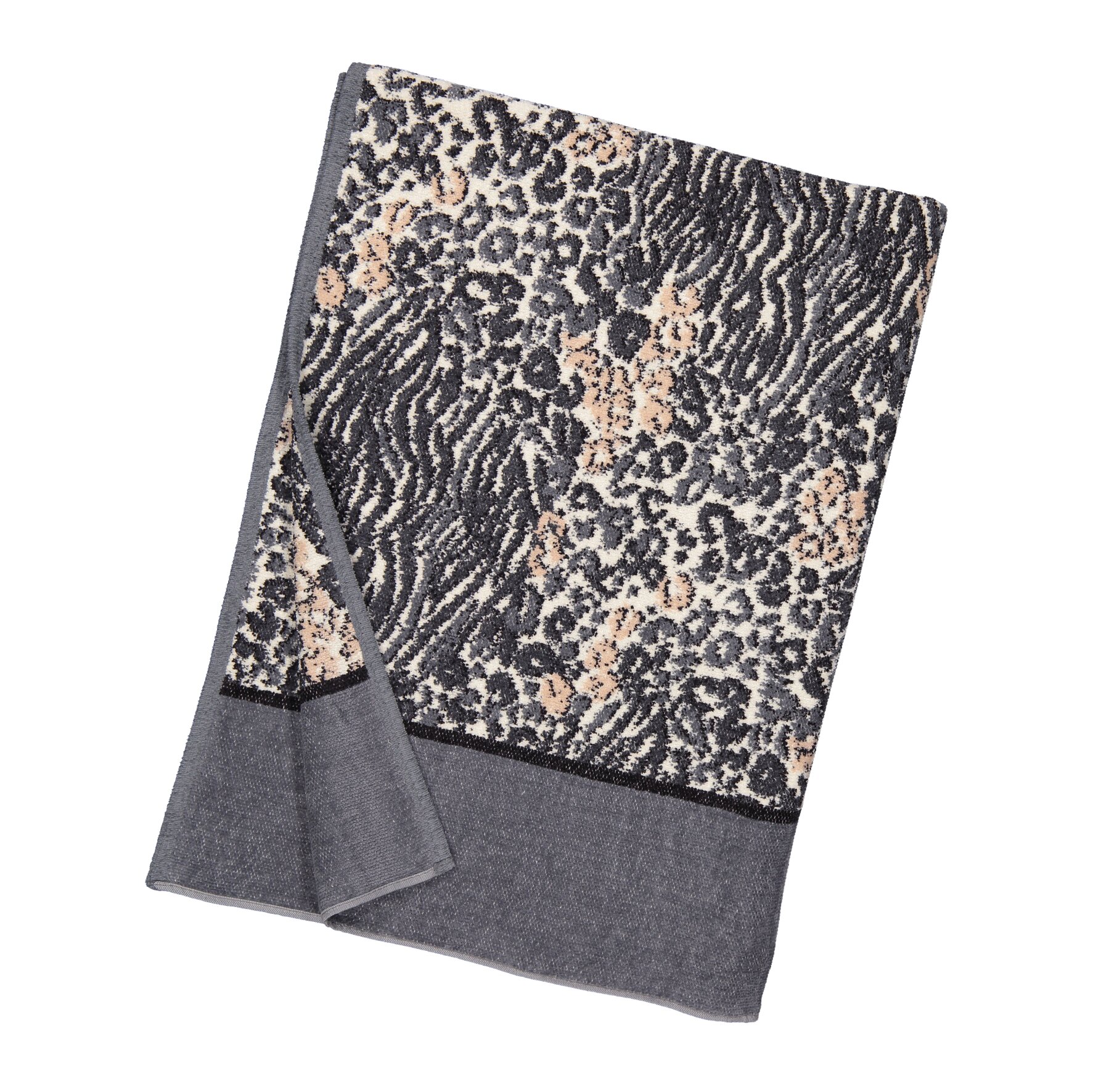 ANIMAL Chenille Handtuch 50 × 100 cm Grafit – Luxuriöses FEILER Handtuch in Grau aus Original FEILER-Chenille, Made in Germany.
