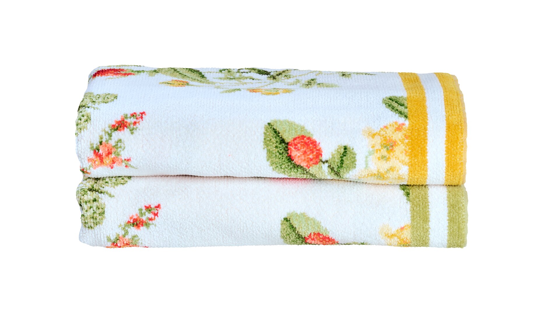 Gefaltetes Handtuch mit Blumen von FEILER – Luxuriöses FEILER Handtuch der Kollektion LUZIE LEGEWARE HS aus Original FEILER-Chenille, Made in Germany.
