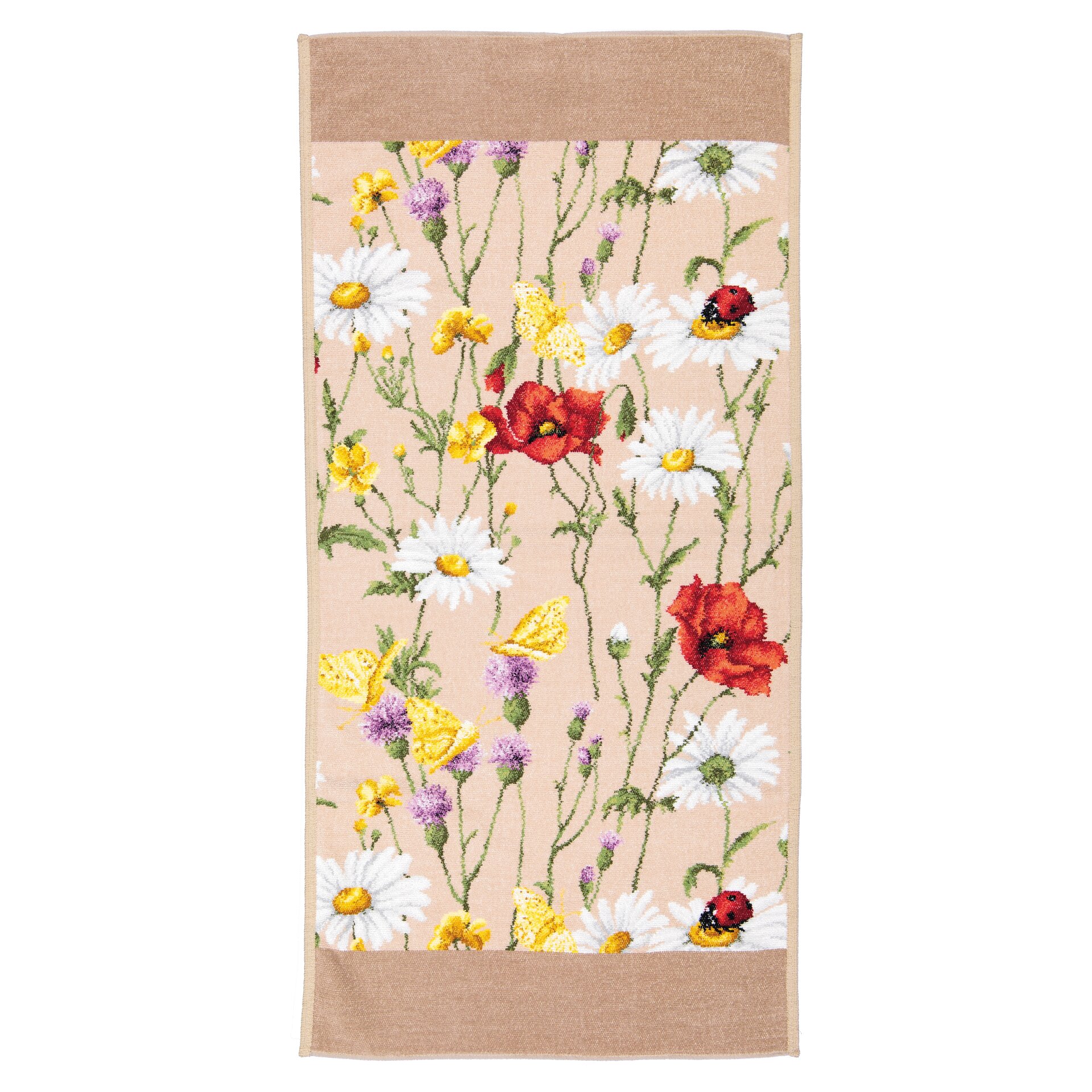 DAISY Chenille Handtuch 50 × 100 cm – Luxuriöses FEILER Handtuch in Beige aus Original FEILER-Chenille, Made in Germany.