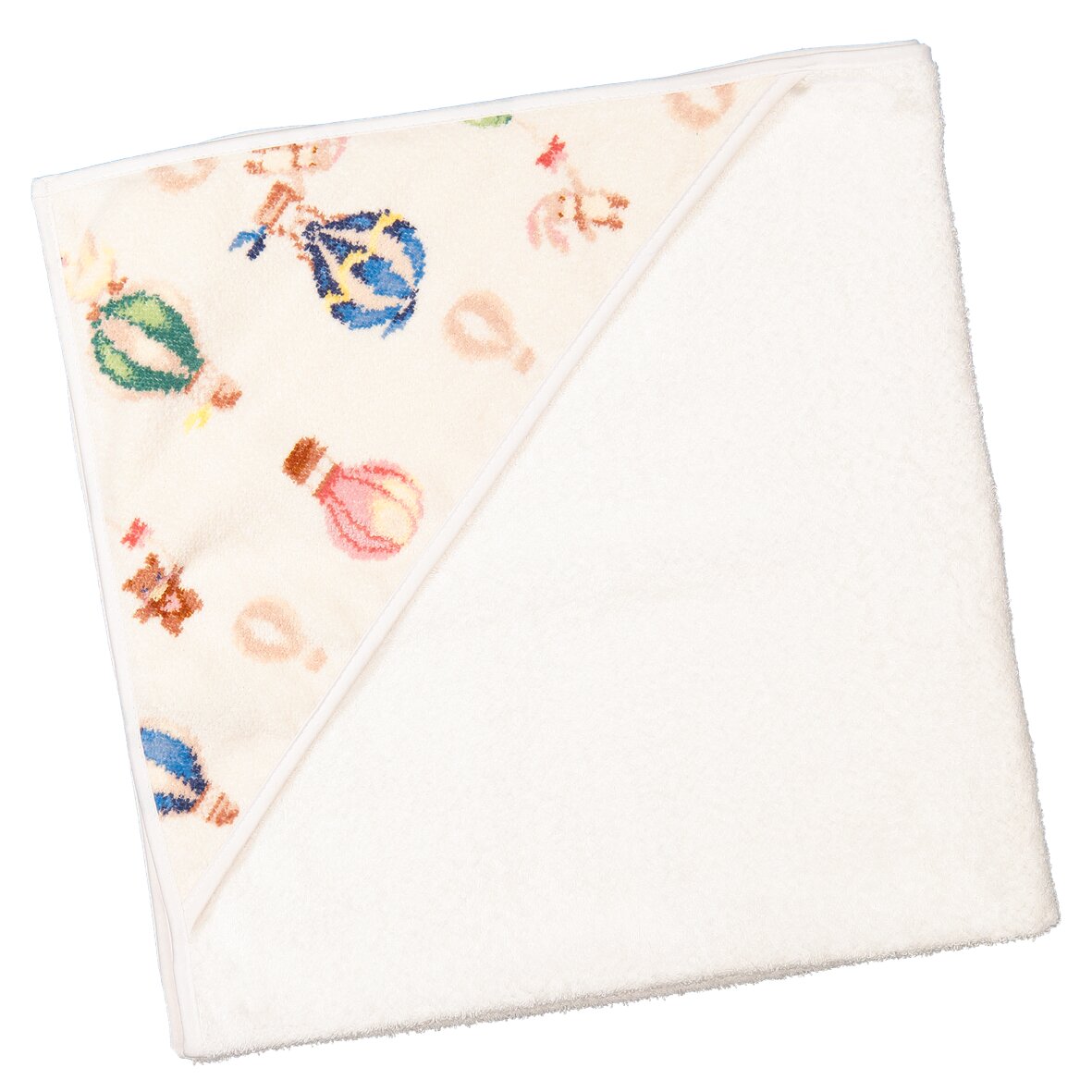 FEILER Hooded Towel from the DREAMY BALLOONS collection in white, size 80 × 80 cm, product view 4, made from Original FEILER chenille in Germany.