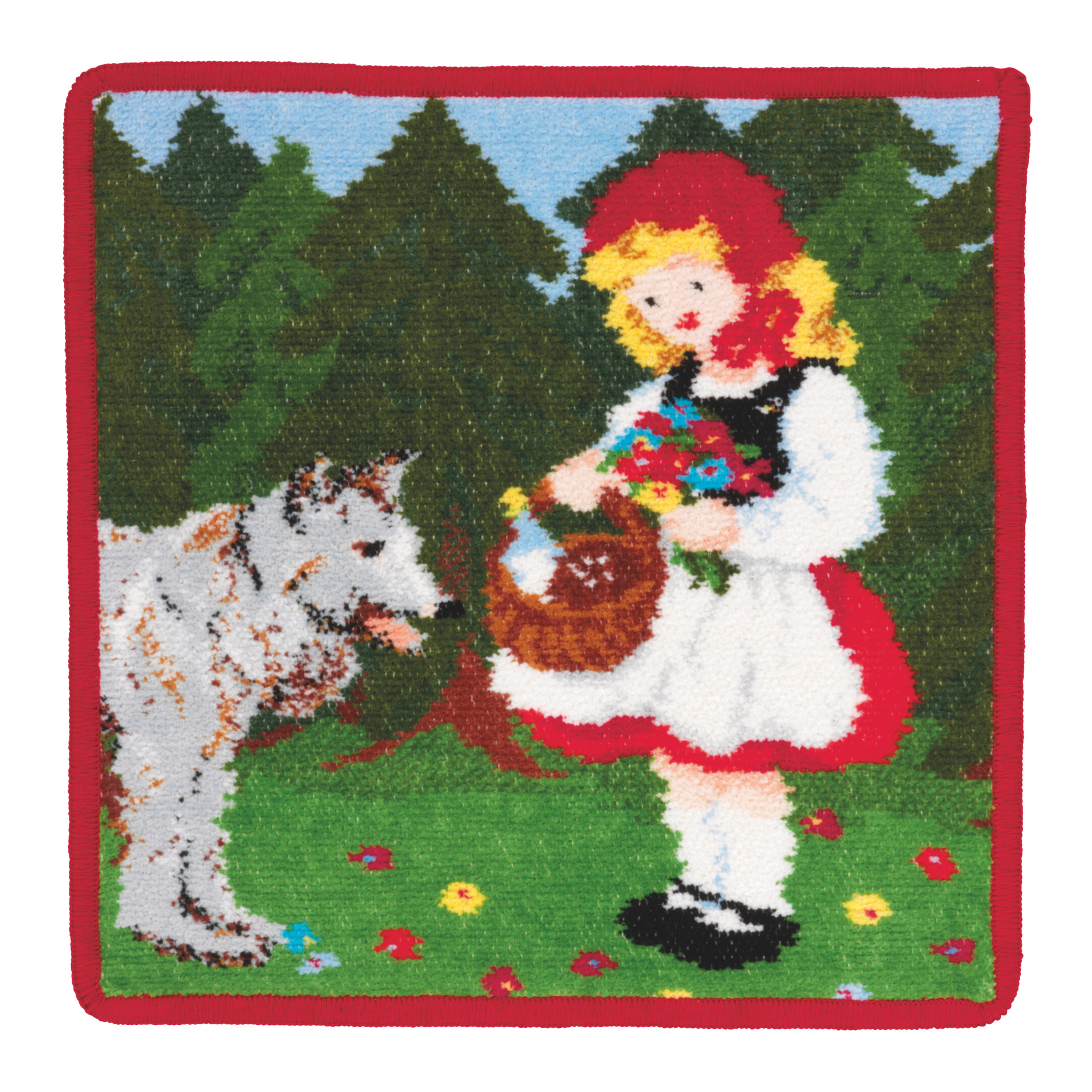 ROTKAEPPCHEN Chenille Gesichtstuch 25 × 25 cm Rot – Luxuriöses FEILER Gesichtstuch aus Original FEILER-Chenille, Made in Germany.