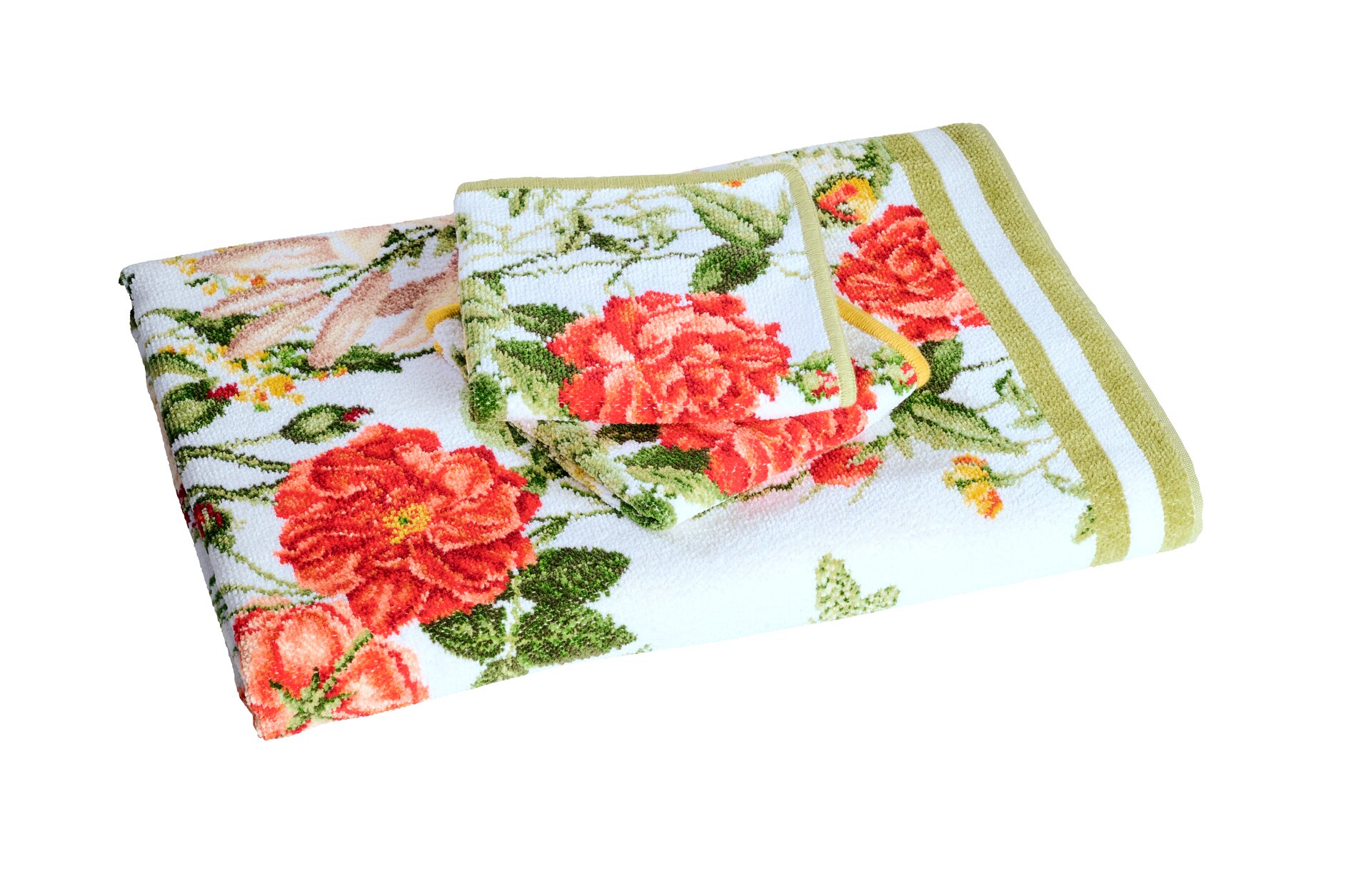 Blumenhandtuch-Set für stilvolle Badezimmer – Luxuriöses FEILER Handtuch der Kollektion LUZIE LEGEWARE aus Original FEILER-Chenille, Made in Germany.