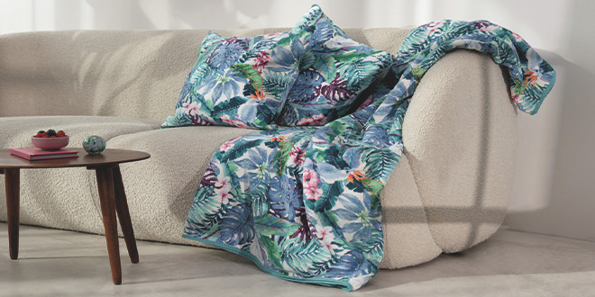 Interieur-Motiv der FEILER TROPICAL BIRD Kollektion.