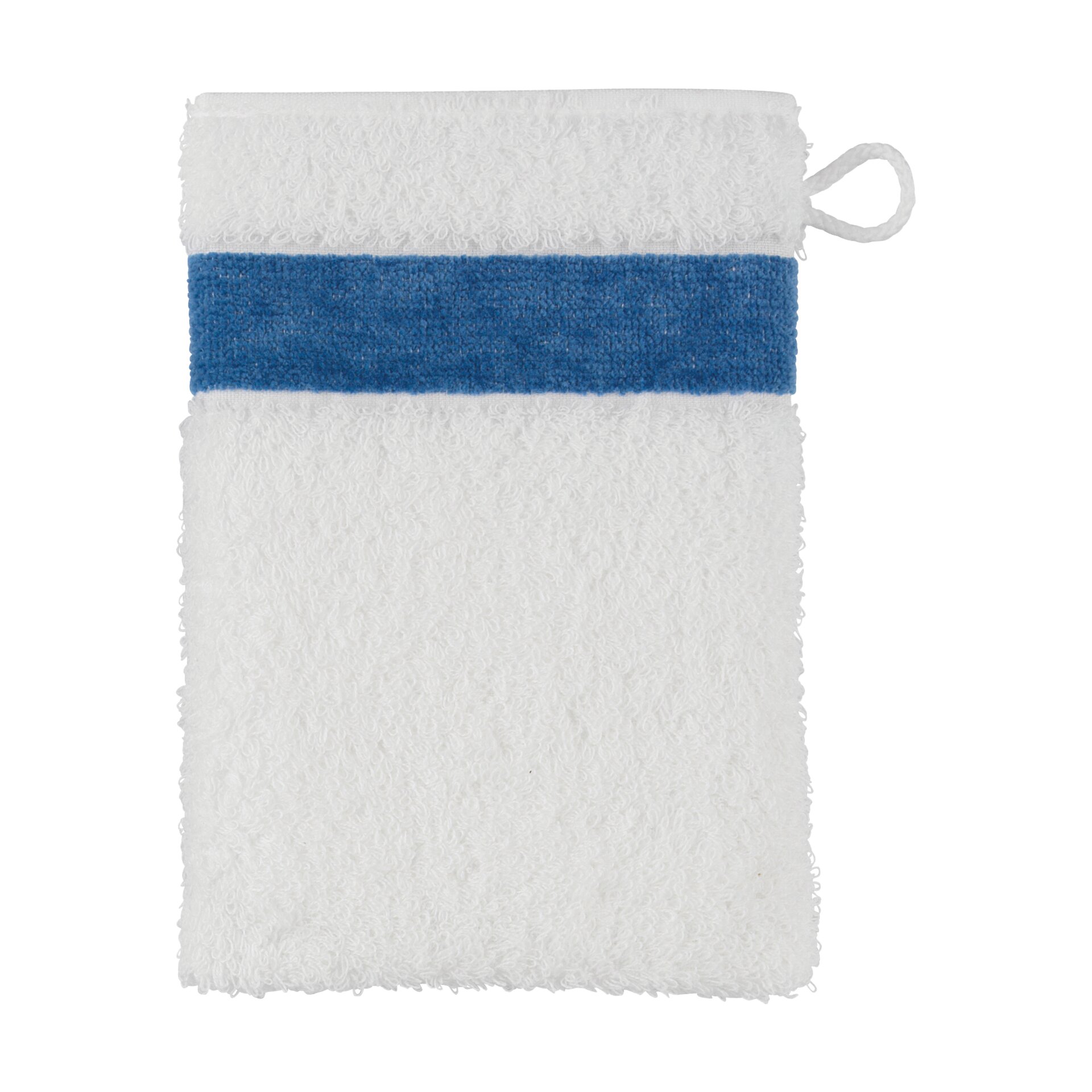EXCLUSIV Waschhandschuh 15 x 20 cm Frottier jeansblau – Luxuriöser FEILER Waschhandschuh in der Größe 15 × 20 cm aus Frottier mit Original FEILER-Chenille-Bordüre, Made in Germany.