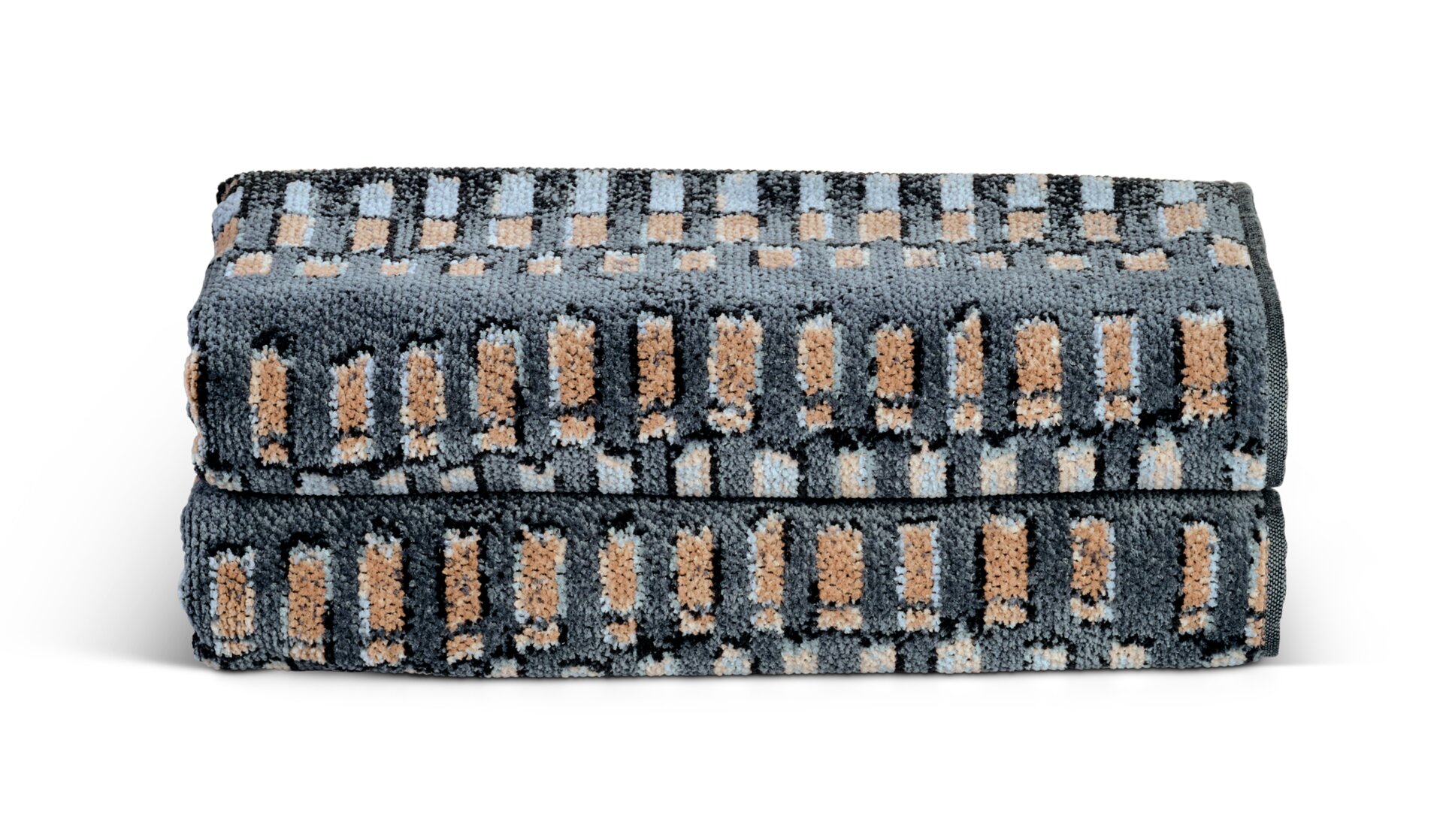 Elegantes Chenille-Handtuchset in Blau und Beige – Luxuriöses FEILER Handtuch der Kollektion BANGKOK LEGEWARE HS aus Original FEILER-Chenille, Made in Germany.
