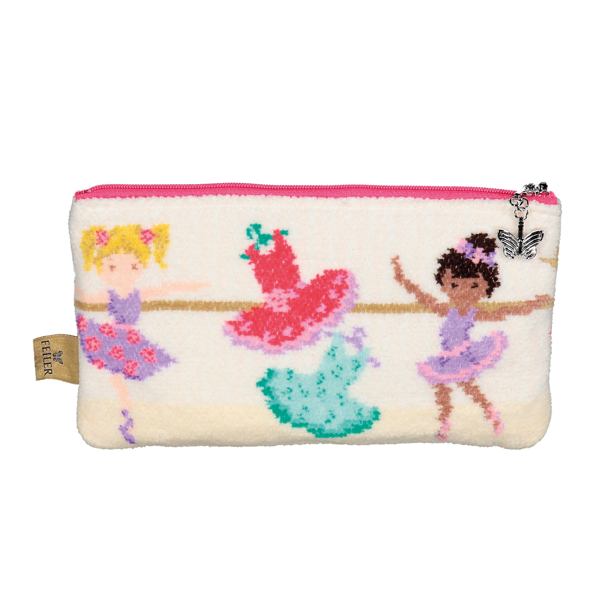 BALLERINA Chenille Schmink-Tasche 21 × 14 × 5 cm – Luxuriöse FEILER Kosmetiktasche aus Original FEILER-Chenille, Made in Germany.