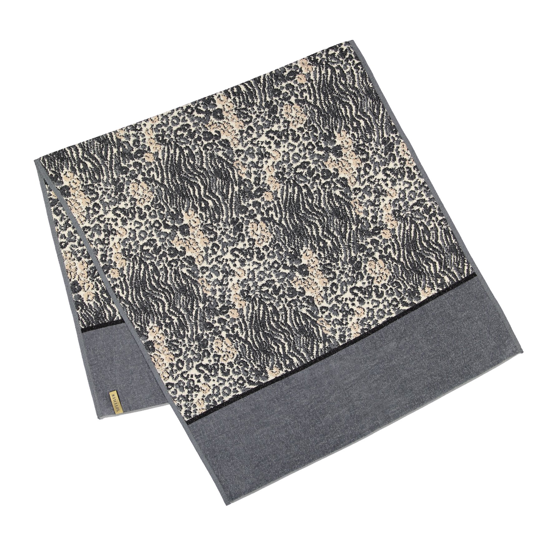 ANIMAL Chenille Duschtuch 75 × 150 cm Grafit – Luxuriöses FEILER Duschtuch in Grau aus Original FEILER-Chenille, Made in Germany.
