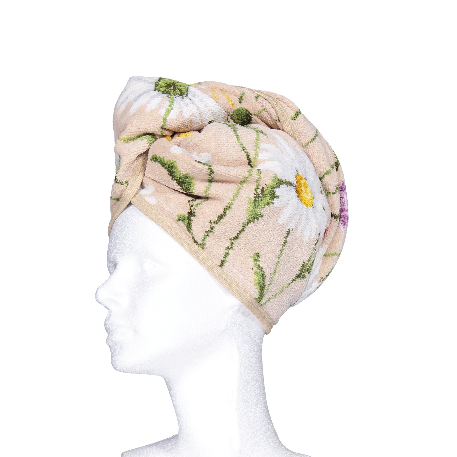 DAISY Chenille Handtuch-Turban one size – Luxuriöser FEILER Handtuch-Turban in Beige aus Original FEILER-Chenille, Made in Germany.