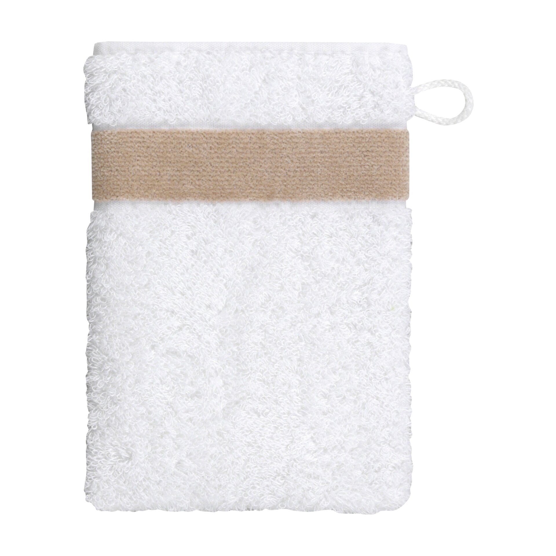 EXCLUSIV Waschhandschuh 15 x 20 cm Frottier kiesel – Luxuriöser FEILER Waschhandschuh in der Größe 15 × 20 cm aus Frottier mit Original FEILER-Chenille-Bordüre, Made in Germany.