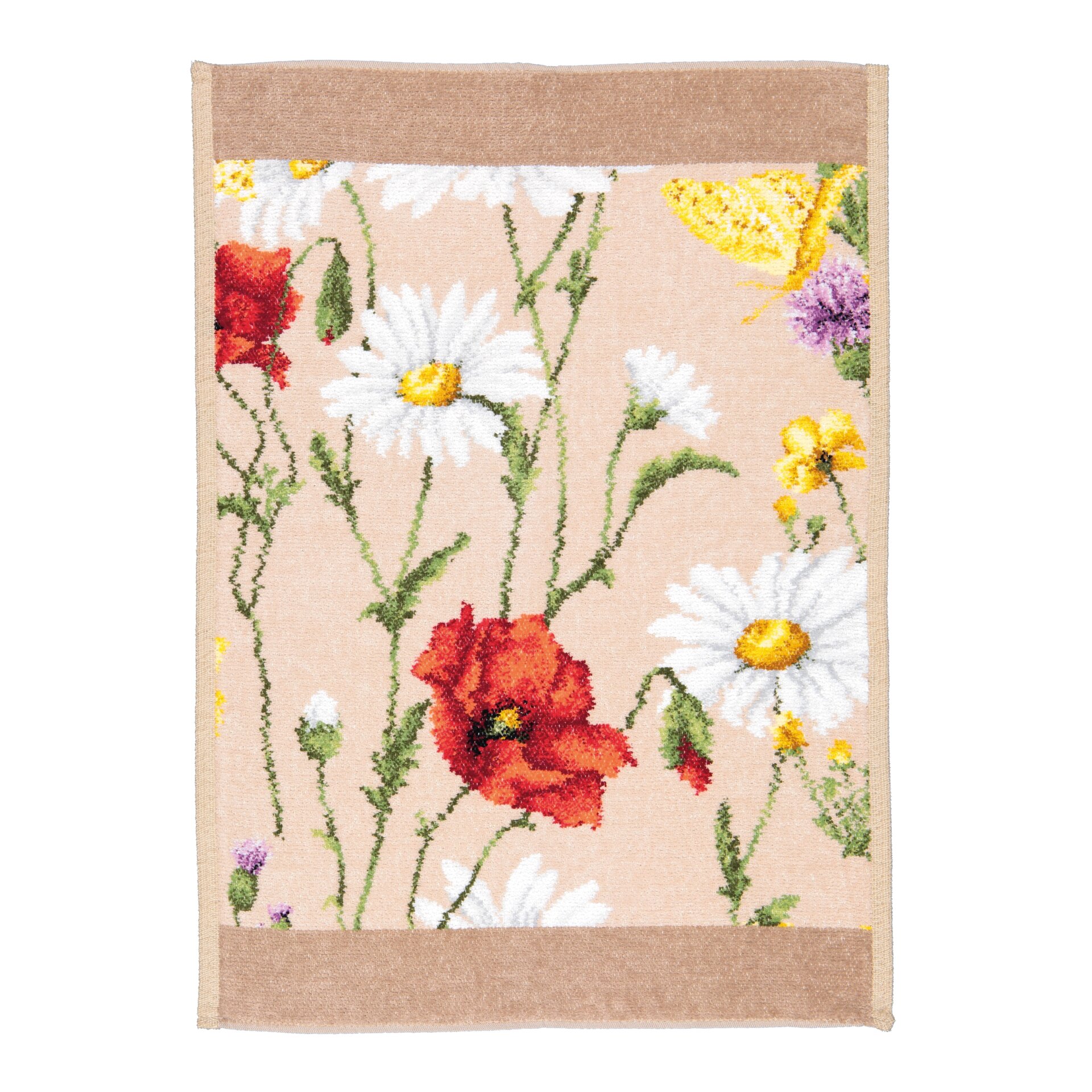 Exclusive FEILER guest towel DAISY, Beige, 37 x 50 cm, made from Original FEILER chenille, Made in Germany.