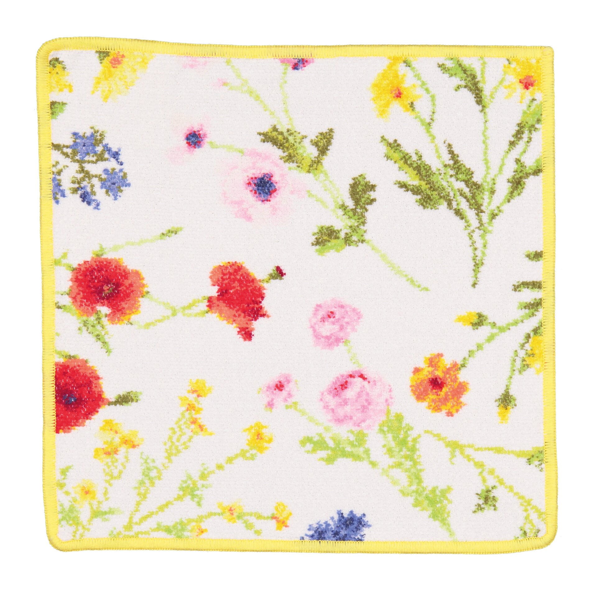 Elegant FEILER face cloth FLOWER, Yellow, 30 x 30 cm, made from Original FEILER chenille, German craftsmanship.