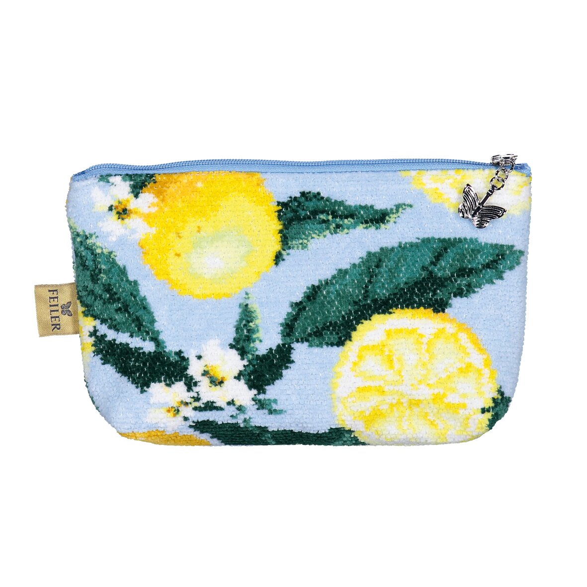 LEMONS Chenille Kosmetiktasche klein 18 × 11 × 4 cm – Luxuriöse FEILER Kosmetiktasche aus Original FEILER-Chenille, Made in Germany.