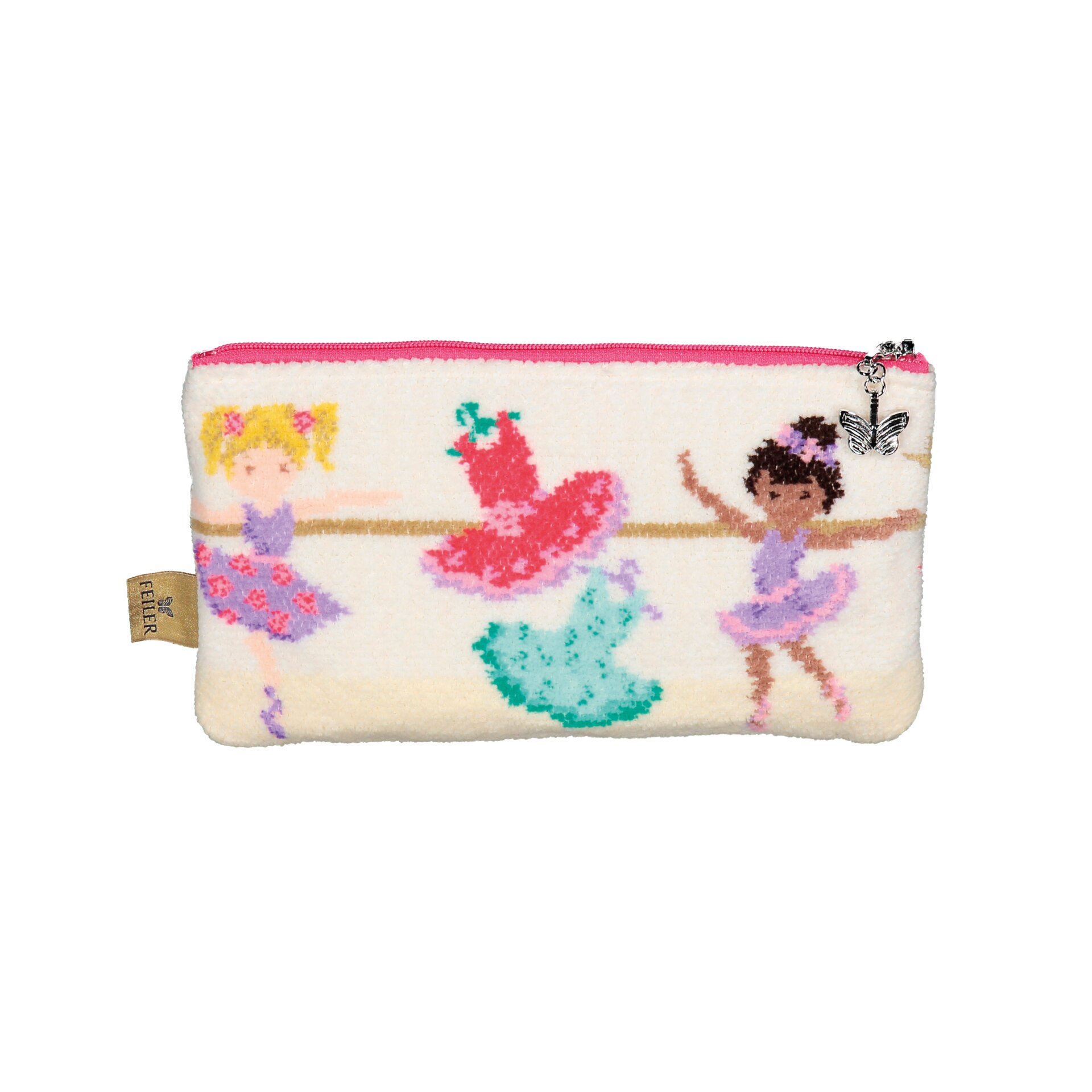 BALLERINA Chenille Schmink-Tasche 21 × 14 × 5 cm – Luxuriöse FEILER Kosmetiktasche aus Original FEILER-Chenille, Made in Germany.