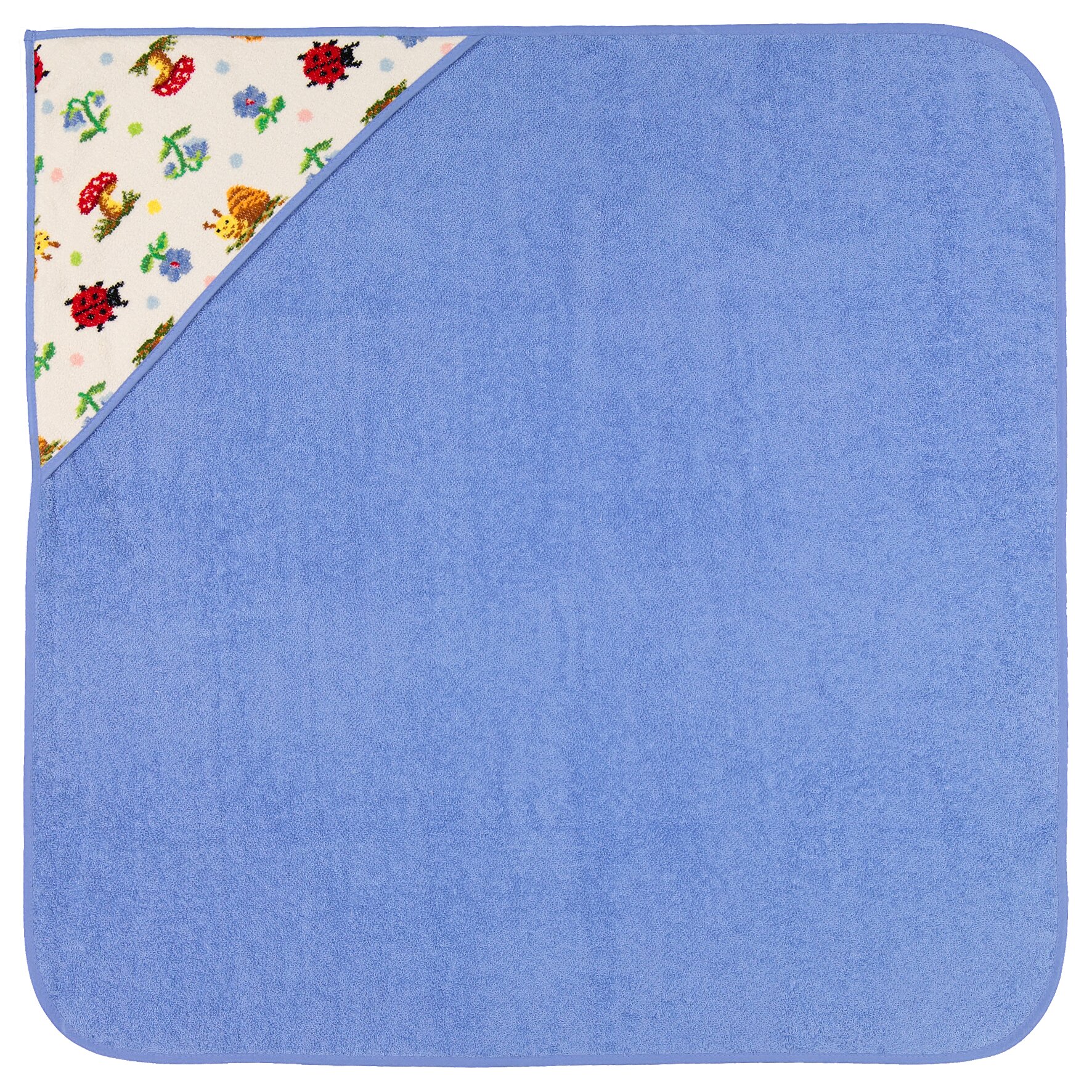 PAULI Frottier Badetuch mit Kapuze 80 × 80 cm azur – Luxuriöses FEILER Badetuch aus Frottier mit Original FEILER-Chenille-Bordüre, Made in Germany.