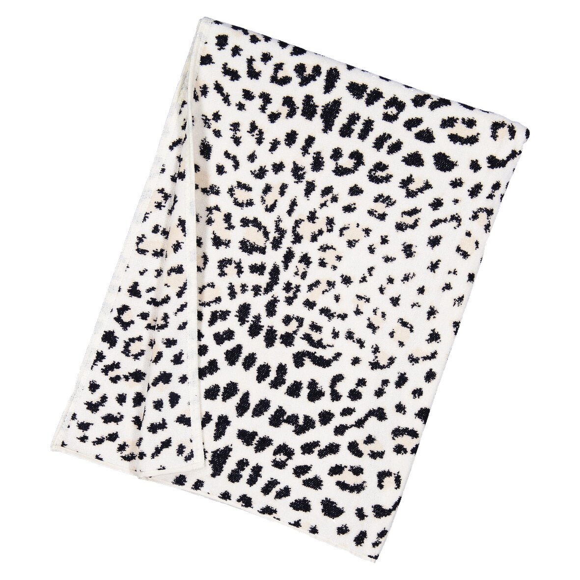 Soft black and white chenille textile with spiral dot pattern, ideal for premium bathroom decor.