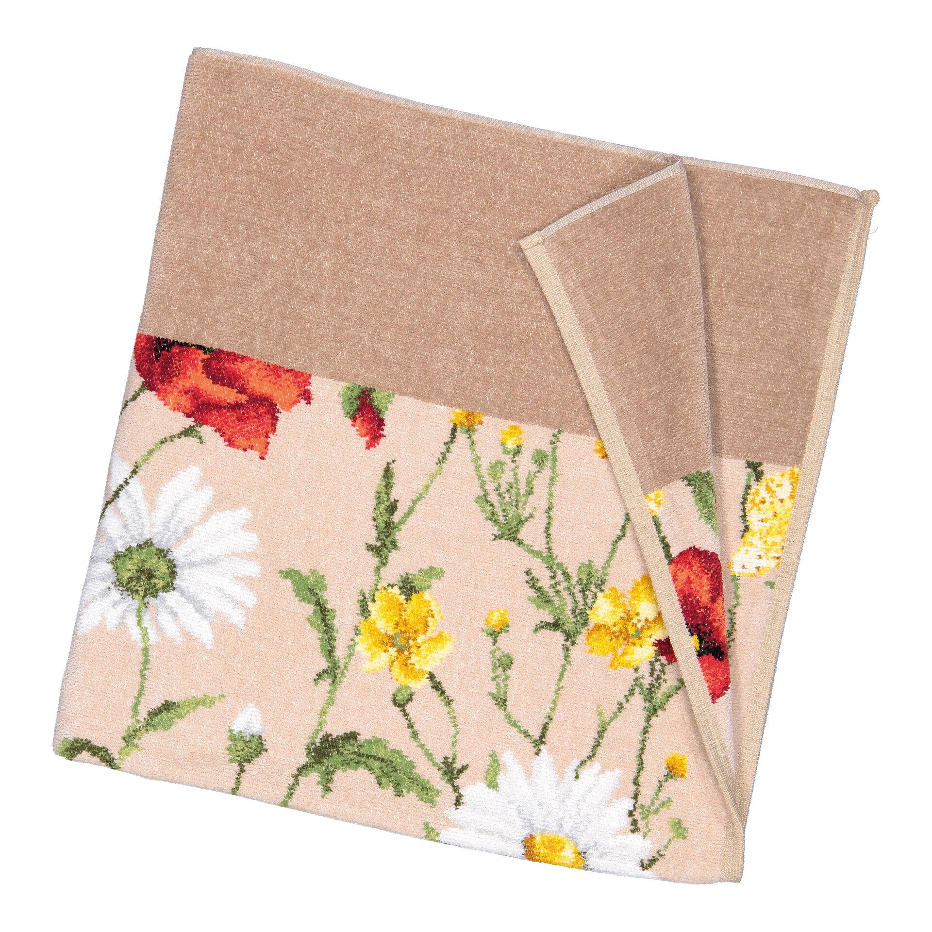 DAISY Chenille Duschtuch 75 × 150 cm – Luxuriöses FEILER Duschtuch in Beige aus Original FEILER-Chenille, Made in Germany.