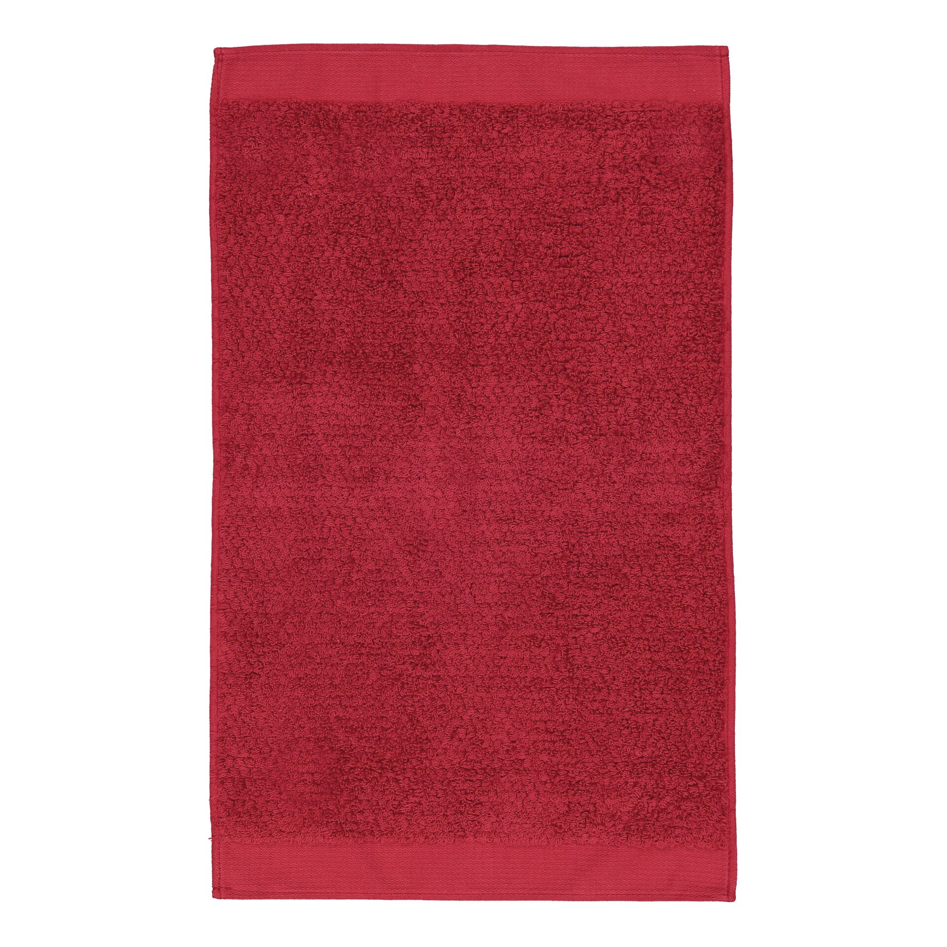 Ibiza Handtuch 50x100 cm Frottier rot – Luxuriöses FEILER Handtuch in der Größe 50 × 100 cm aus Frottier mit Original FEILER-Chenille-Bordüre, Made in Germany.
