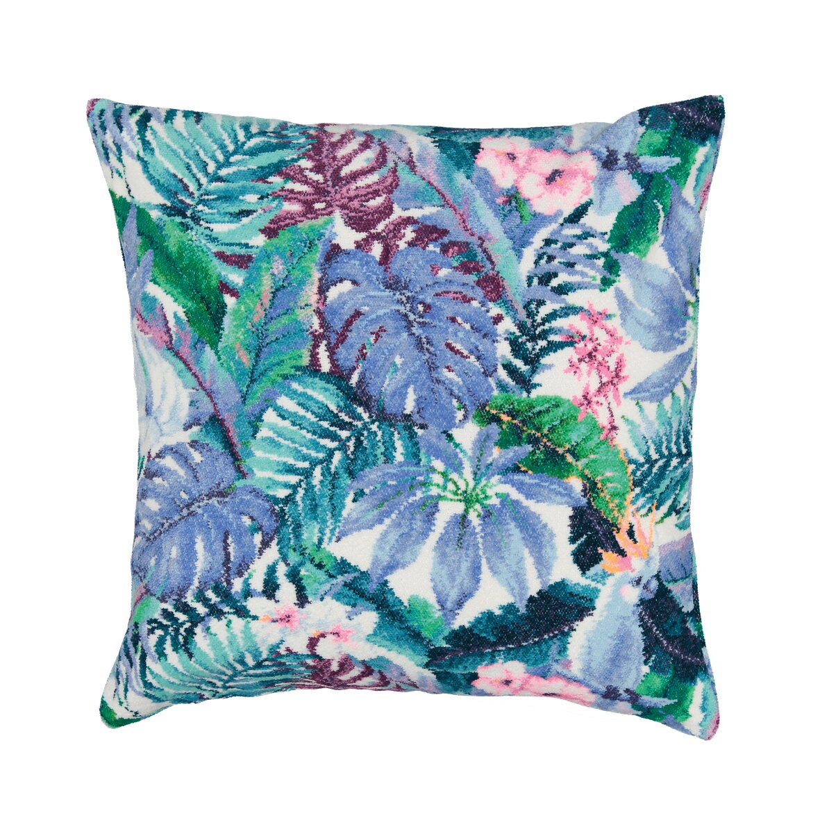TROPICAL Chenille Kissenhülle 45 x45x cm – Luxuriöse FEILER Kissenhülle aus Original FEILER-Chenille, Made in Germany.
