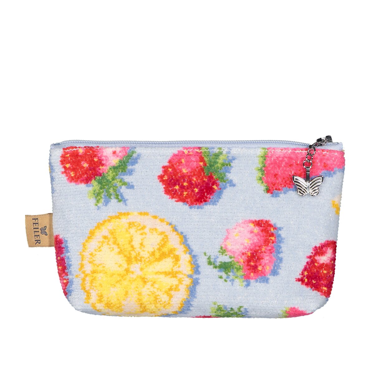 SUMMER Chenille Kosmetiktasche klein 18 × 11 × 4 cm – Luxuriöse FEILER Kosmetiktasche aus Original FEILER-Chenille, Made in Germany.