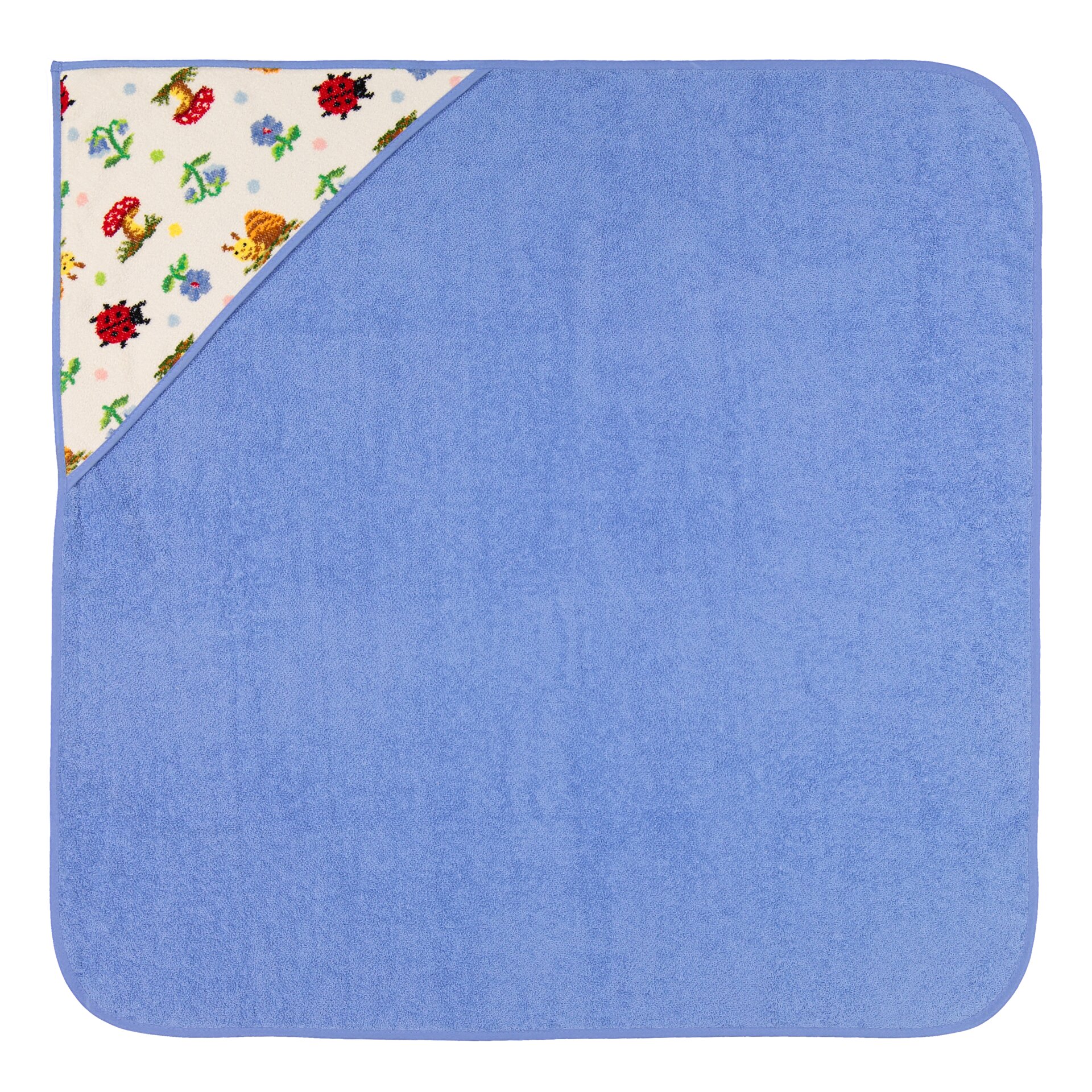 PAULI Frottier Badetuch mit Kapuze 80 × 80 cm azur – Luxuriöses FEILER Badetuch aus Frottier mit Original FEILER-Chenille-Bordüre, Made in Germany.