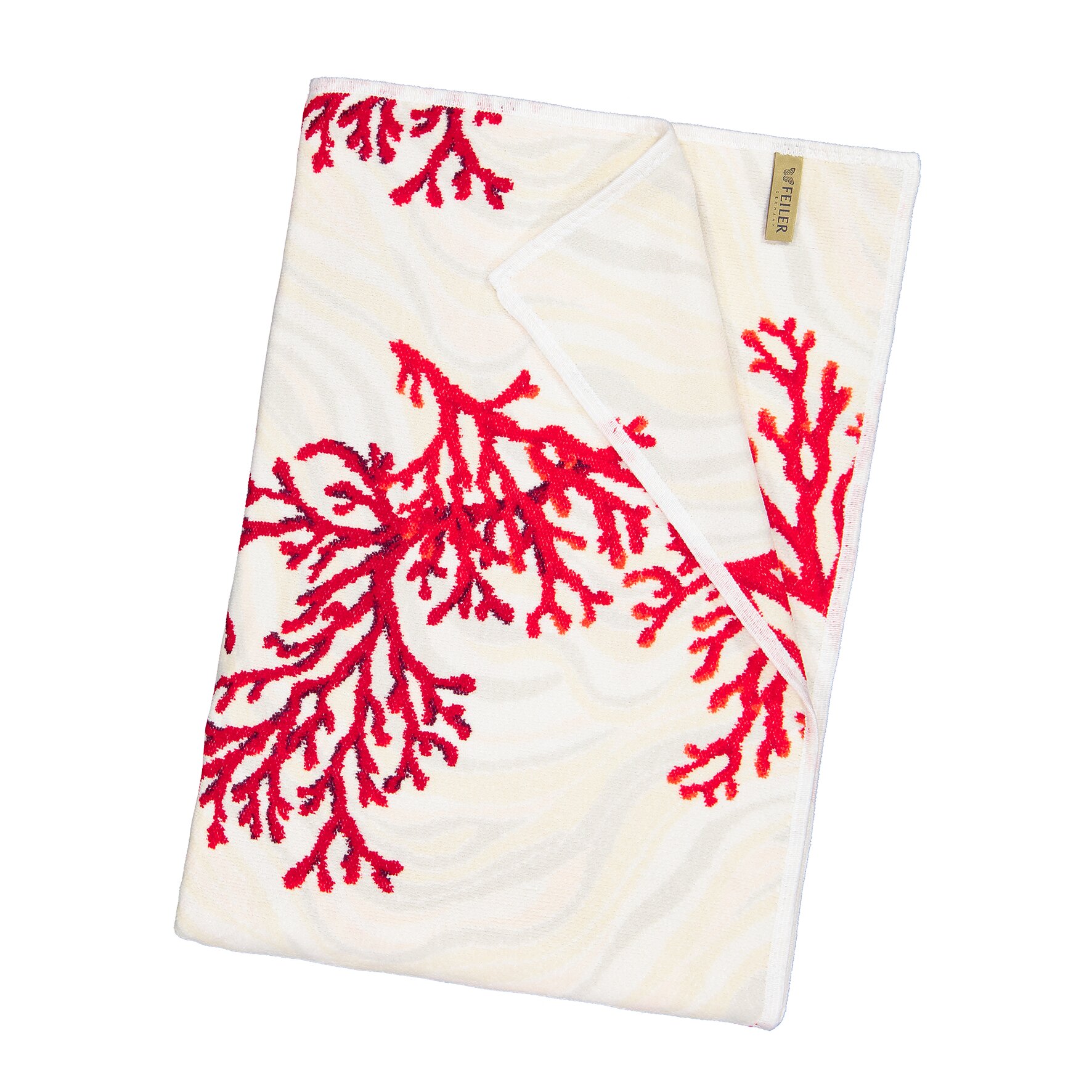 KORALLE Chenille Liegetuch 110 × 210 cm  – Luxuriöses FEILER Handtuch aus Original FEILER-Chenille, Made in Germany.