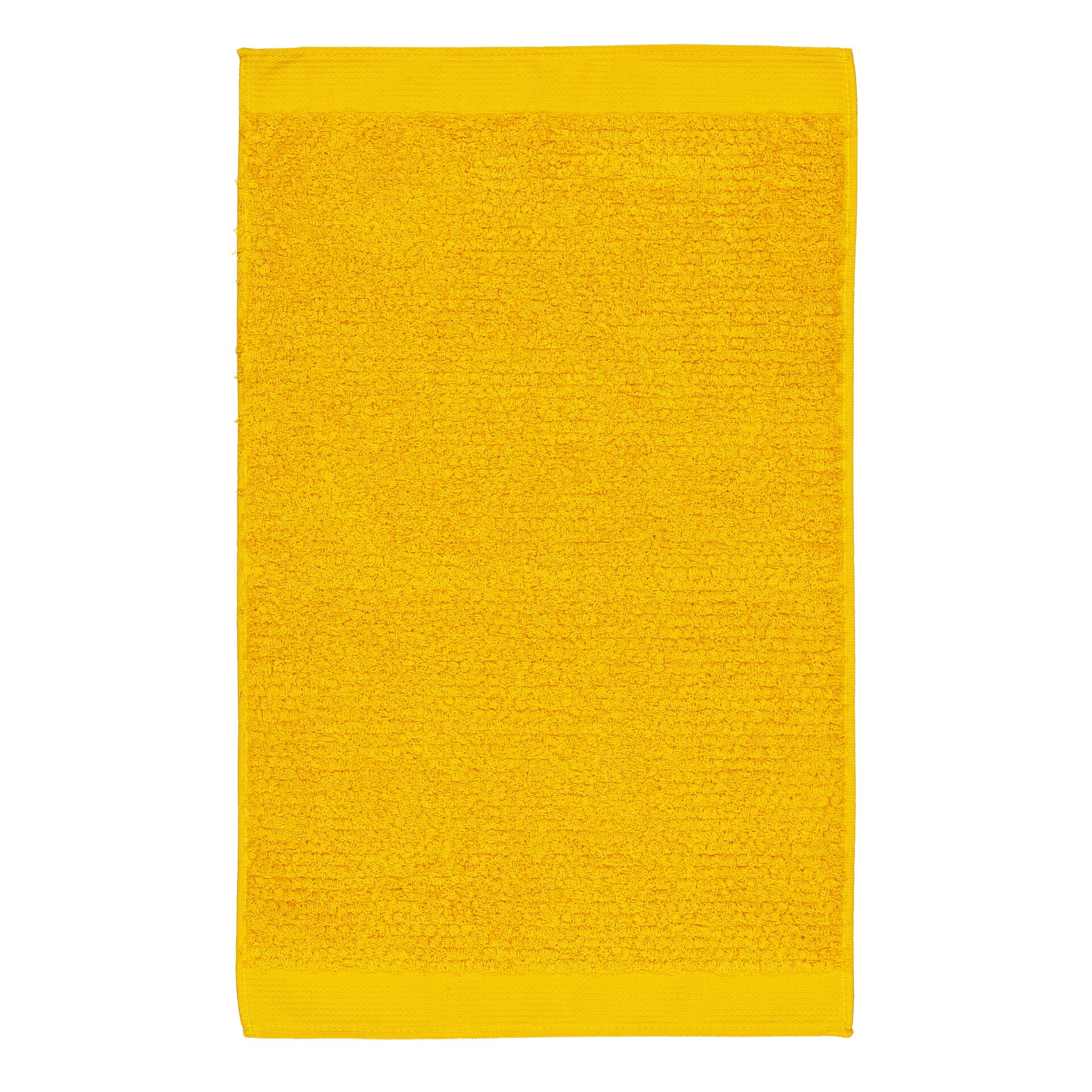 Ibiza Handtuch 50x100cm Frottier gelb – Luxuriöses FEILER Handtuch in der Größe 50 × 100cm aus Frottier mit Original FEILER-Chenille-Bordüre, Made in Germany.