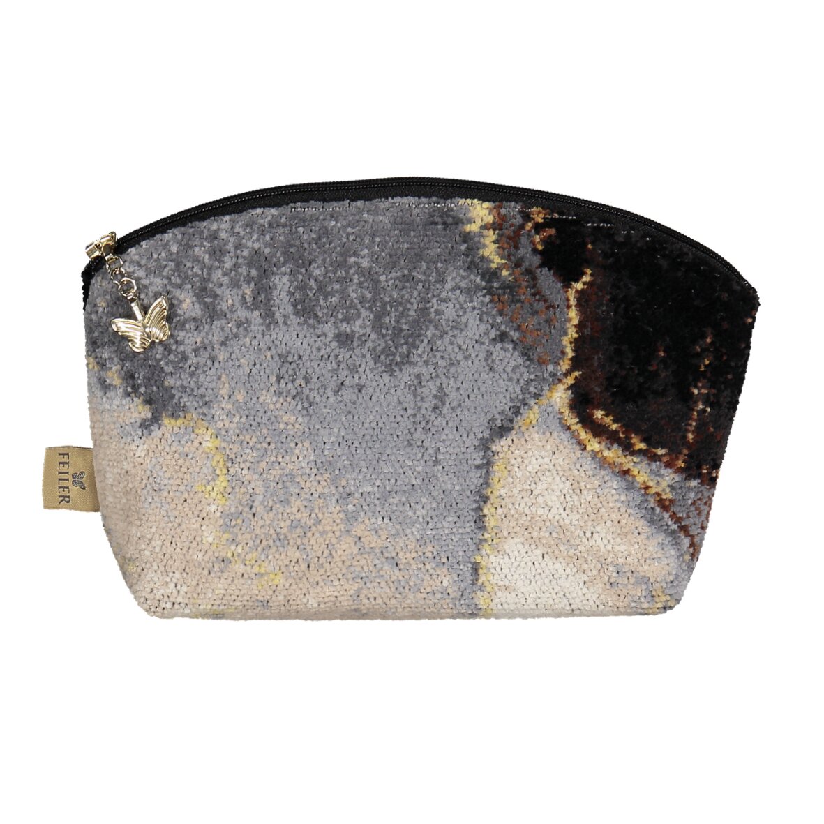 FEILER Cosmetic Bag from the GOLDEN FRAGMENTS collection, size 21 × 14 × 5 cm, made from Original FEILER chenille in Germany, product image 2.