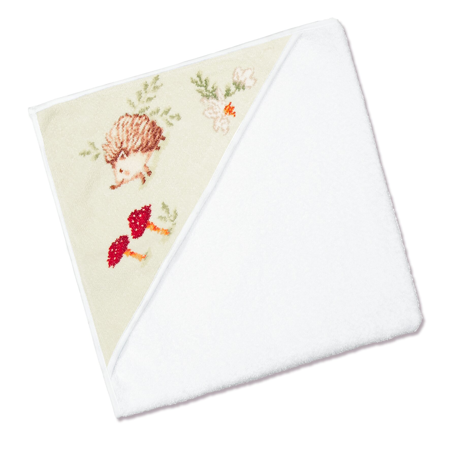 FEILER Hooded Towel from the FOREST TALES collection in white, size 80 × 80 cm, product view 2, made from Original FEILER chenille in Germany.