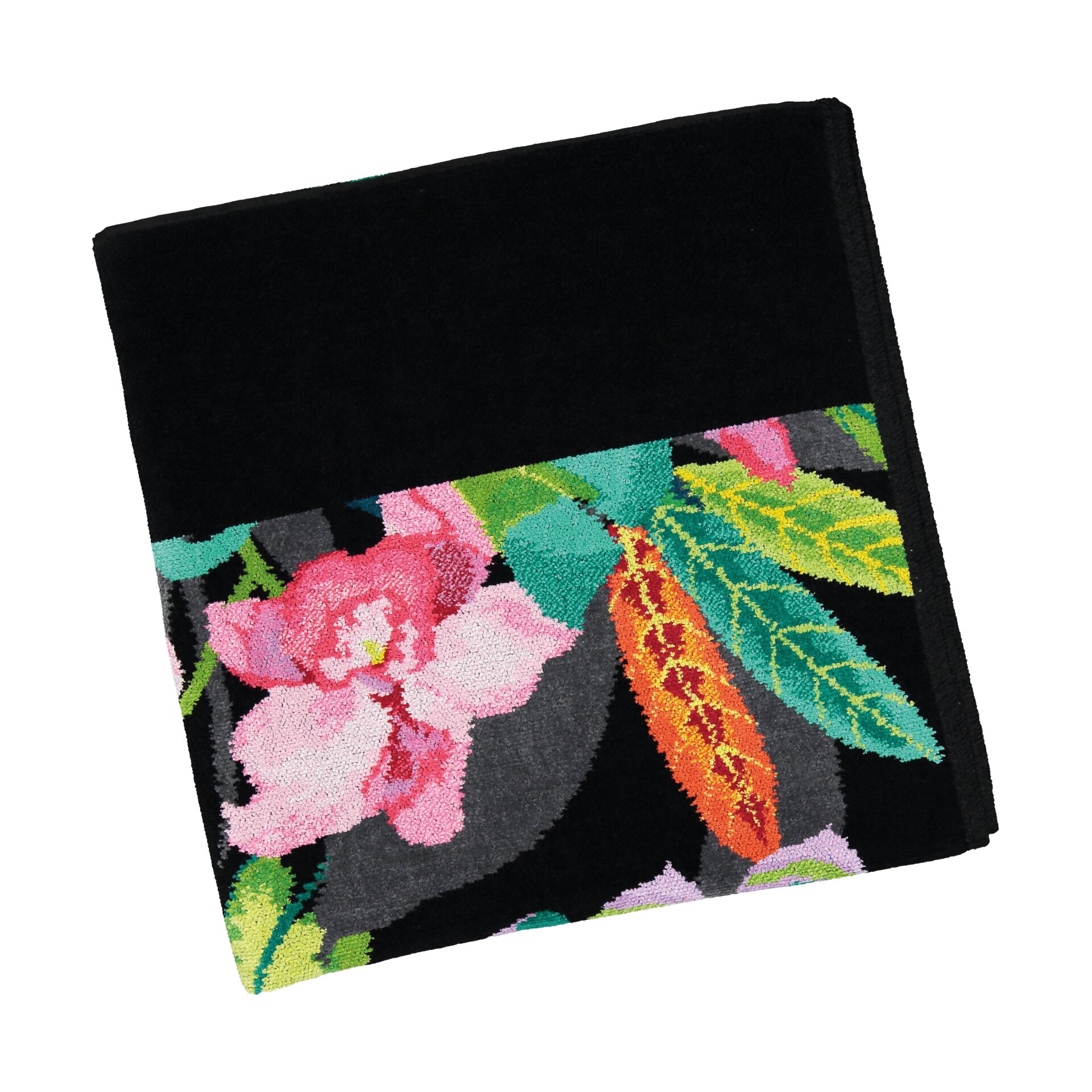 RAINFOREST Chenille Duschtuch 75 × 150 cm Schwarz – Luxuriöses FEILER Duschtuch aus Original FEILER-Chenille, Made in Germany.