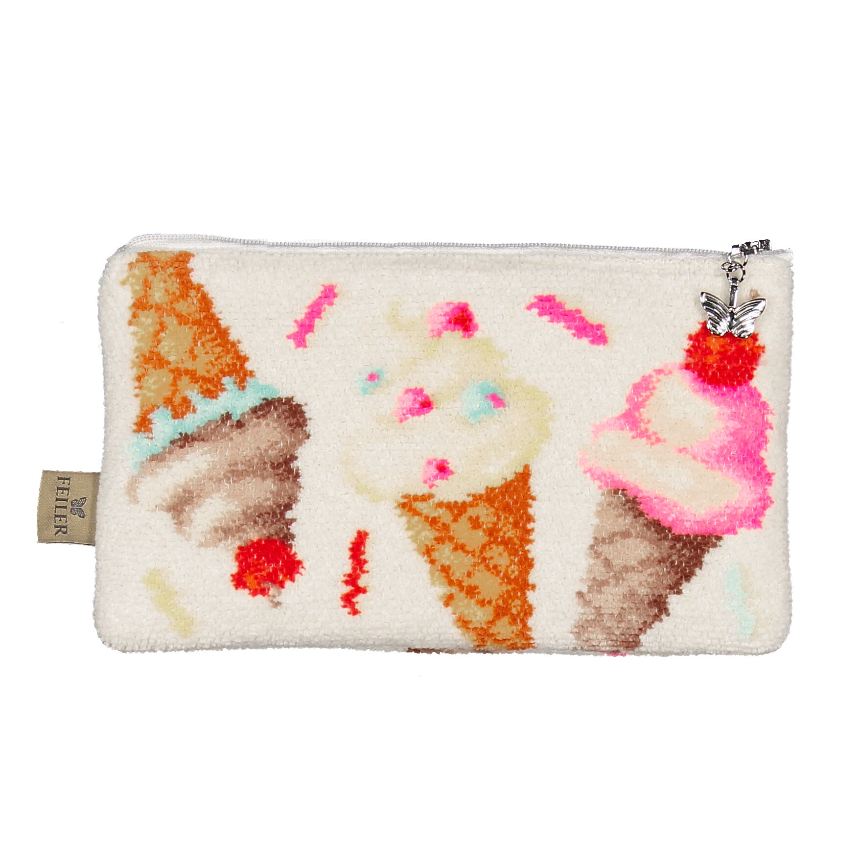 FEILER Large Cosmetic Bag from the SWEET SPRINKLES collection, size 21 × 14 × 5 cm, made from Original FEILER chenille in Germany, product image.