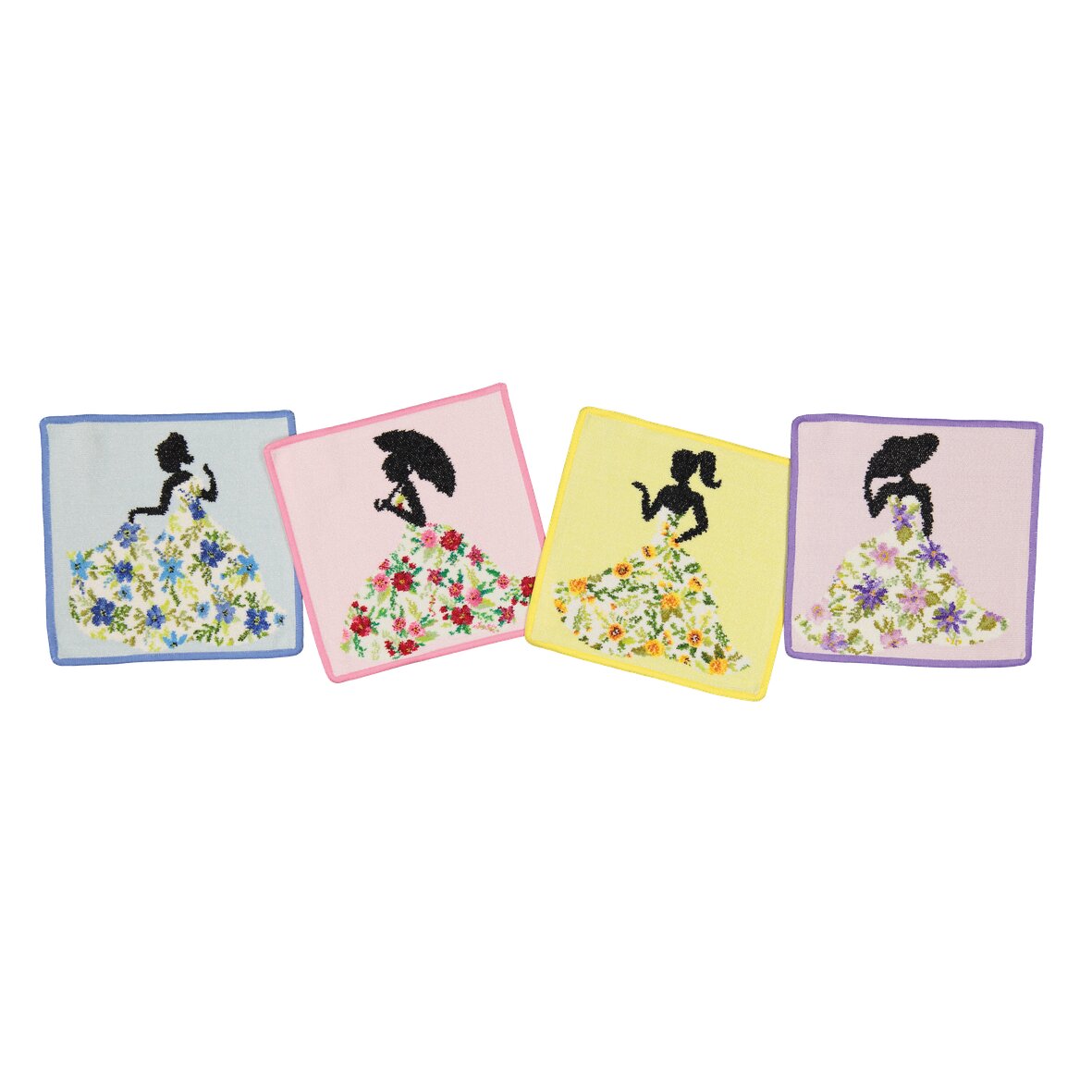 Buntes Blumendesign mit Silhouetten – Luxuriöses FEILER Handtuch der Kollektion MISS FLOWER LEGEWARE aus Original FEILER-Chenille, Made in Germany.