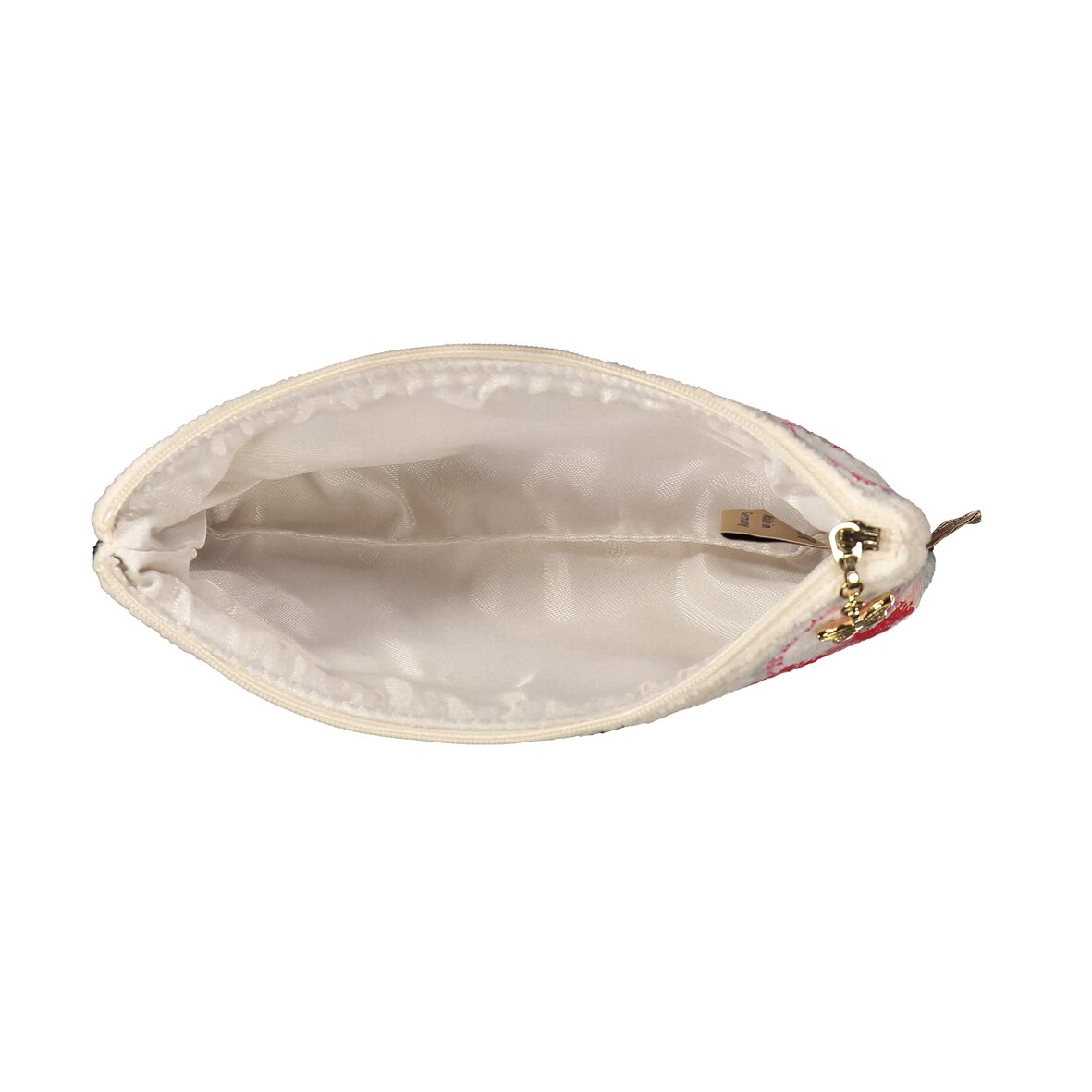 BELLA Chenille Schmink-Tasche 21 × 14 × 5 cm – Luxuriöse FEILER Kosmetiktasche als Innenansicht aus Original FEILER-Chenille, Made in Germany.