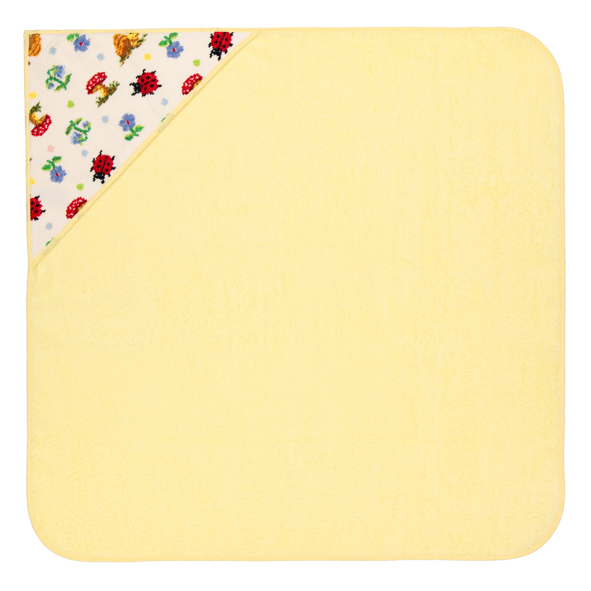 PAULI Frottier Badetuch mit Kapuze 80 × 80 cm gelb – Luxuriöses FEILER Badetuch aus Frottier mit Original FEILER-Chenille-Bordüre, Made in Germany.