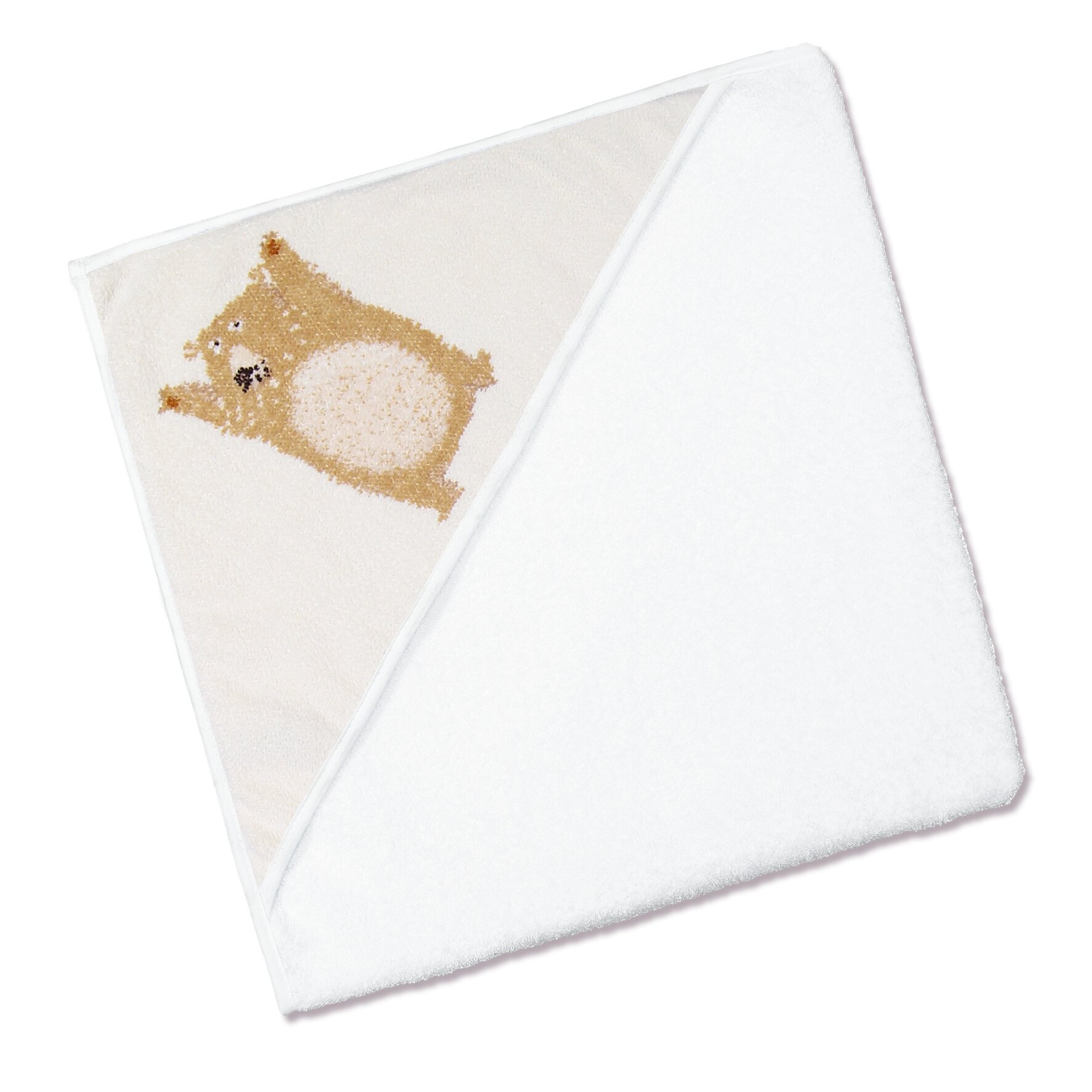 FEILER Hooded Towel from the BEN collection in white, size 80 × 80 cm, product view 2, made from Original FEILER chenille in Germany.