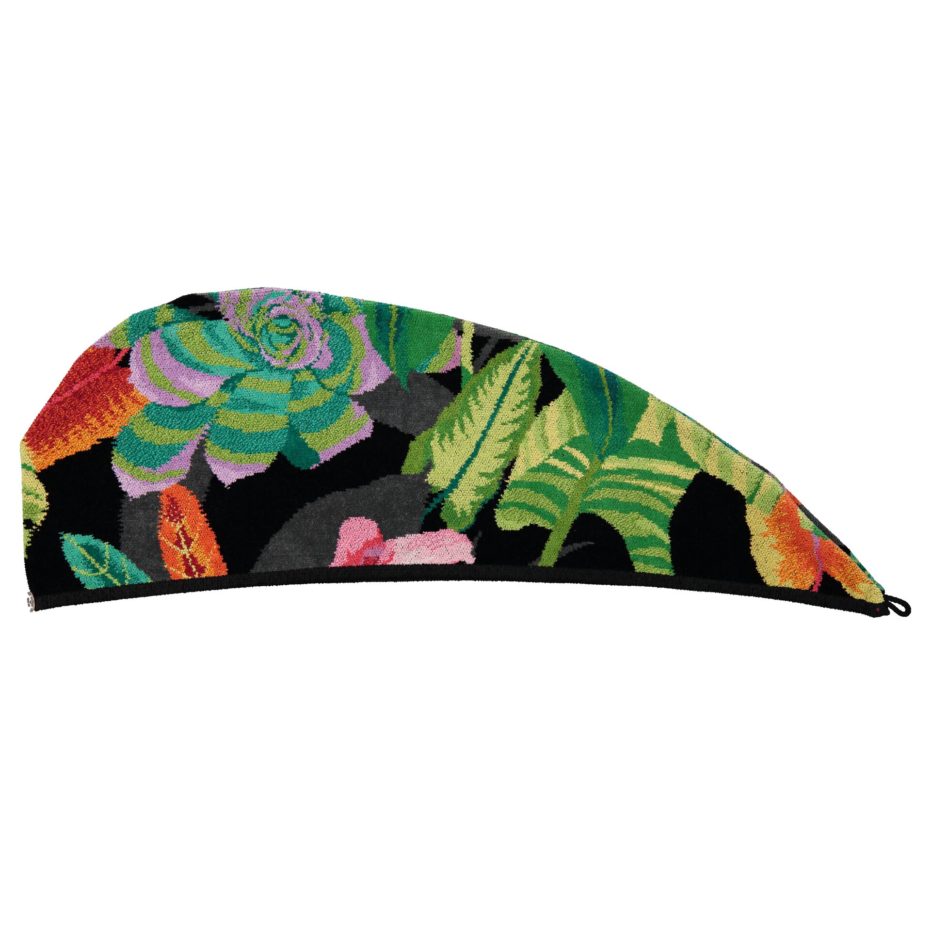 Bunter Turban aus Chenille – Luxuriöser FEILER Handtuch-Turban der Kollektion RAINFOREST LEGEWARE TURBAN aus Original FEILER-Chenille, Made in Germany.