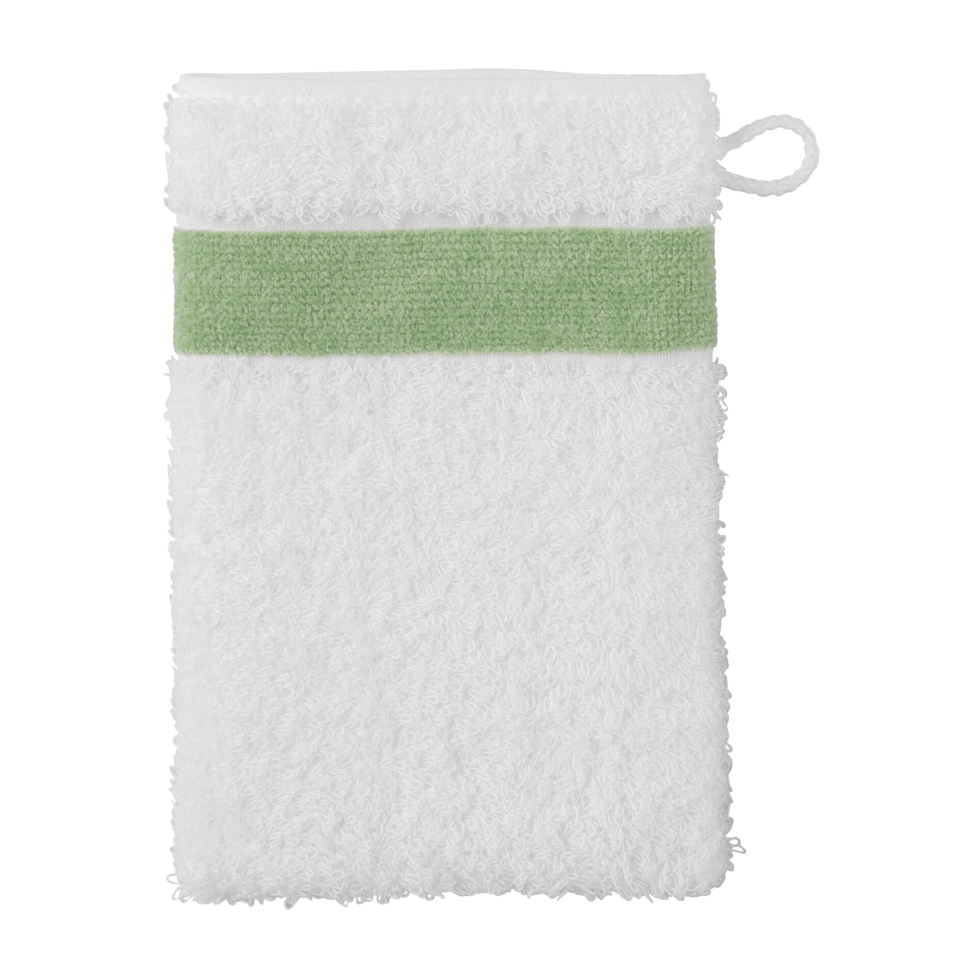 EXCLUSIV Waschhandschuh 15 x 20 cm Frottier pistazie – Luxuriöser FEILER Waschhandschuh in der Größe 15 × 20 cm aus Frottier mit Original FEILER-Chenille-Bordüre, Made in Germany.
